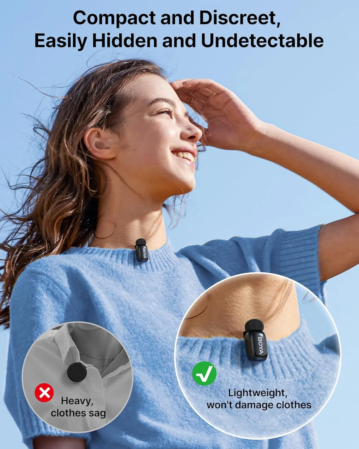 BOYA mini Wireless Lavalier Microphone for iPhone 15/16 Android Smartphone/PC/Tablet with Type-C input, AI Voice Change, Noise Reduce, 6H Battery Life & 328ft Range for Youtube Podcast Vlog TikTok BOYA mini Wireless Lavalier Microphone for iPhone 15/16 Android Smartphone/PC/Tablet with Type-C input, AI Voice Change, Noise Reduce, 6H Battery Life & 328ft Range for Youtube Podcast Vlog TikTok