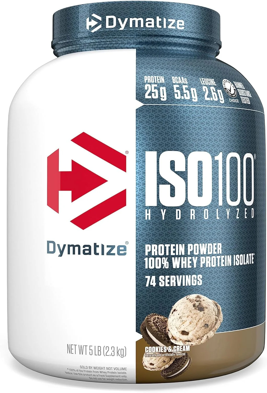 پودر پروتئین وی ایزوله دایماتیز ISO 100 بدون کربوهیدرات، طعم کوکی و خامه، 2.27 کیلوگرم پودر پروتئین وی ایزوله دایماتیز ISO 100 بدون کربوهیدرات، طعم کوکی و خامه، 2.27 کیلوگرم