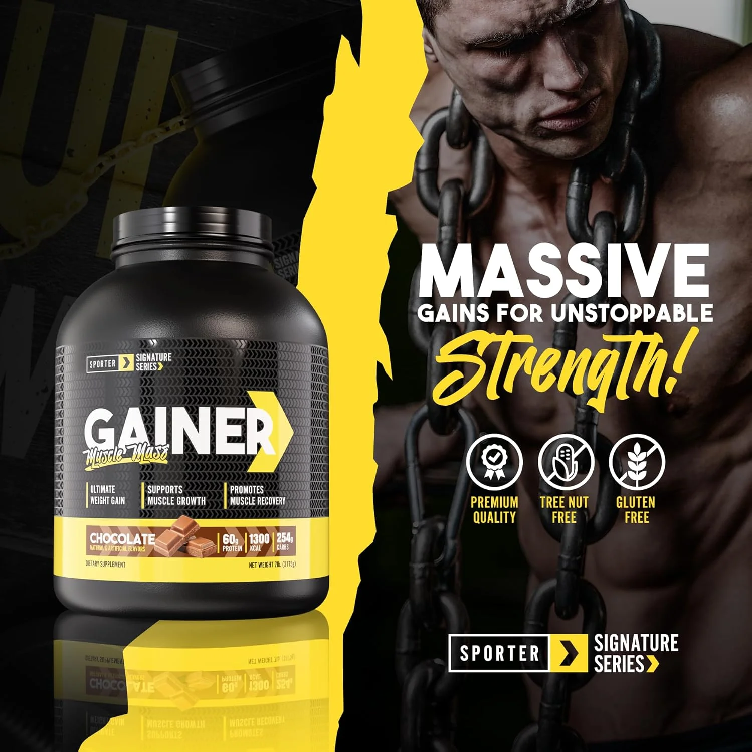 مکمل افزایش وزن Sporter - عضله ساز پرکالری با کراتین، BCAA و روغن MCT - فرمول افزایش وزن و پشتیبانی از ریکاوری (3.17 کیلوگرم، شکلاتی) مکمل افزایش وزن Sporter - عضله ساز پرکالری با کراتین، BCAA و روغن MCT - فرمول افزایش وزن و پشتیبانی از ریکاوری (3.17 کیلوگرم، شکلاتی)