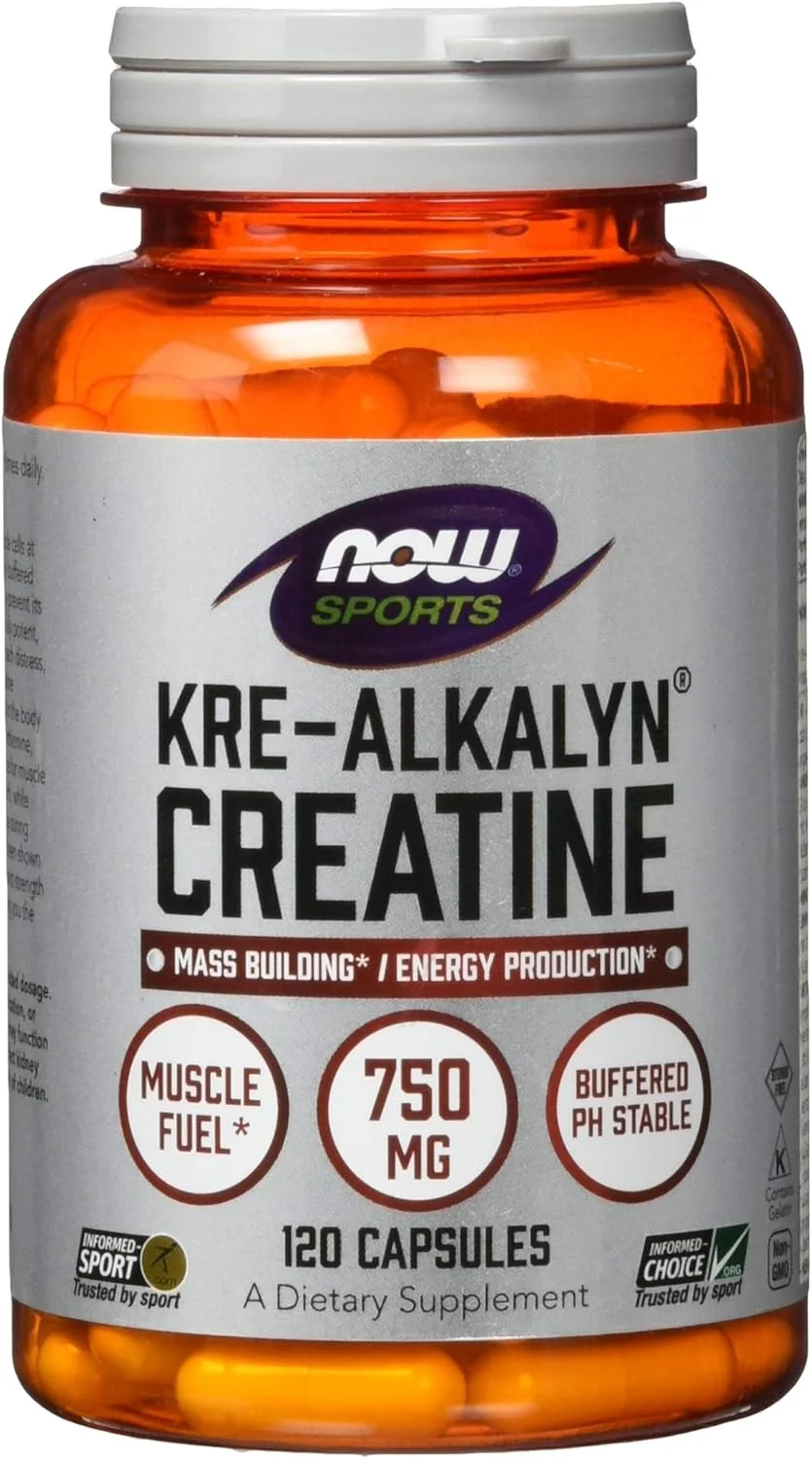 NOW Sports Nutrition، کراتین Kre-Alkalyn 750 میلی گرم، عضله سازی*/تولید انرژی*، 120 کپسول NOW Sports Nutrition، کراتین Kre-Alkalyn 750 میلی گرم، عضله سازی*/تولید انرژی*، 120 کپسول