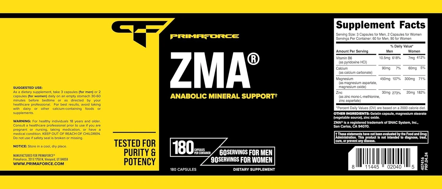 مکمل غذایی پریمافورس ZMA، 180 کپسول مکمل غذایی پریمافورس ZMA، 180 کپسول