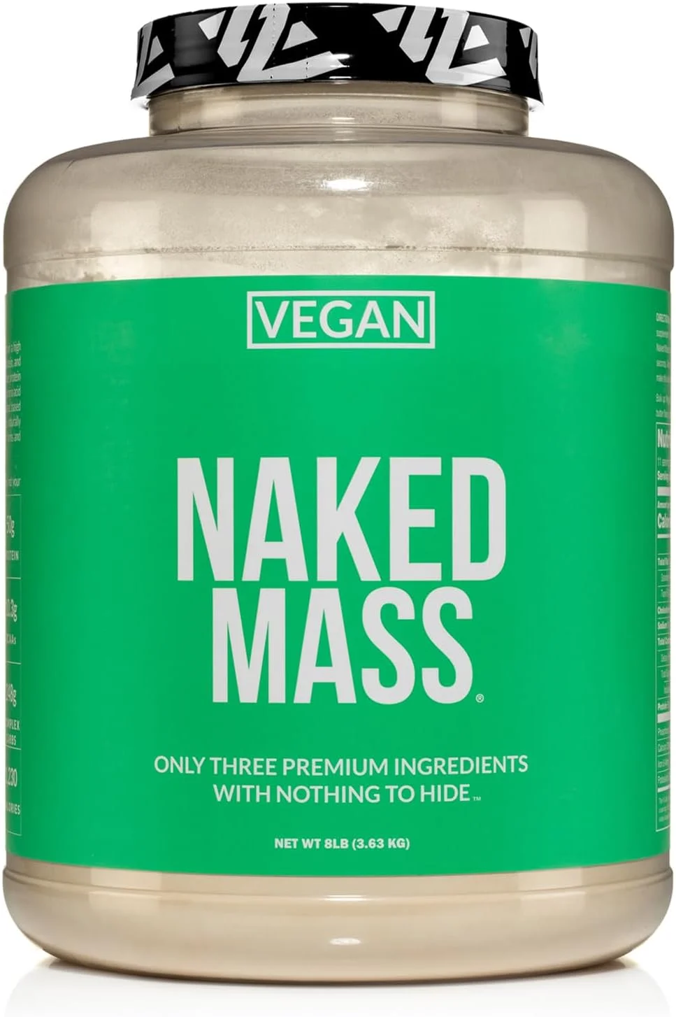 نوتریشن NAKED Vegan Mass - پودر پروتئین افزایش وزن طبیعی و وگان - بسته 8 پوندی، بدون GMO، بدون گلوتن، بدون سویا و بدون لبنیات. بدون مواد مصنوعی - 1230 کالری - 11 سروینگ