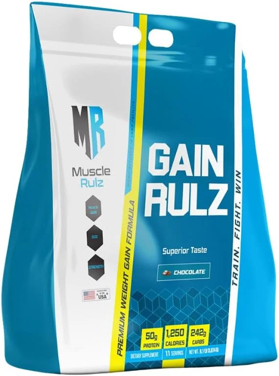 مکمل افزایش وزن MuscleRulz Gain Rulz، ۱۲۵۰ کالری، ۲۴۲ گرم کربوهیدرات، ۵۰ گرم پروتئین (شکلاتی، ۳.۶ کیلوگرم) مکمل افزایش وزن MuscleRulz Gain Rulz، ۱۲۵۰ کالری، ۲۴۲ گرم کربوهیدرات، ۵۰ گرم پروتئین (شکلاتی، ۳.۶ کیلوگرم)