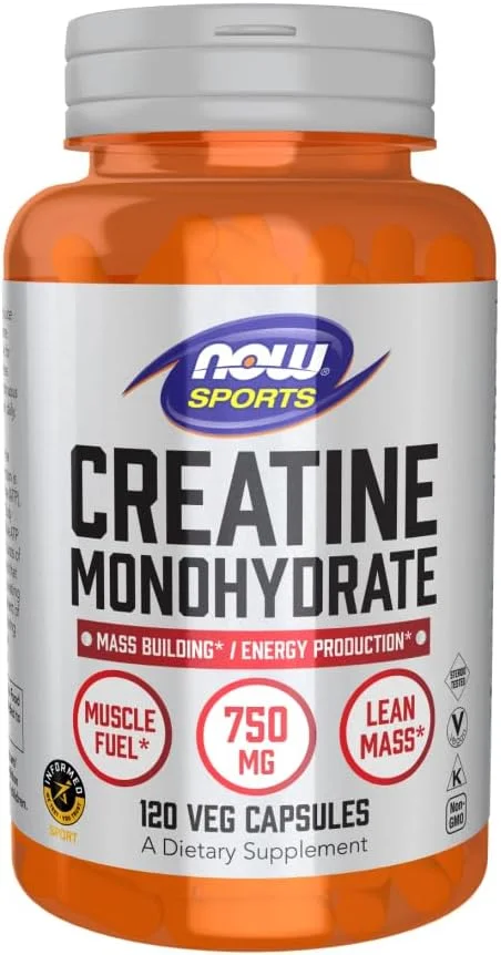 NOW Sports Nutrition، کراتین مونوهیدرات 750 میلی گرم، عضله سازی*/تولید انرژی*، 120 کپسول