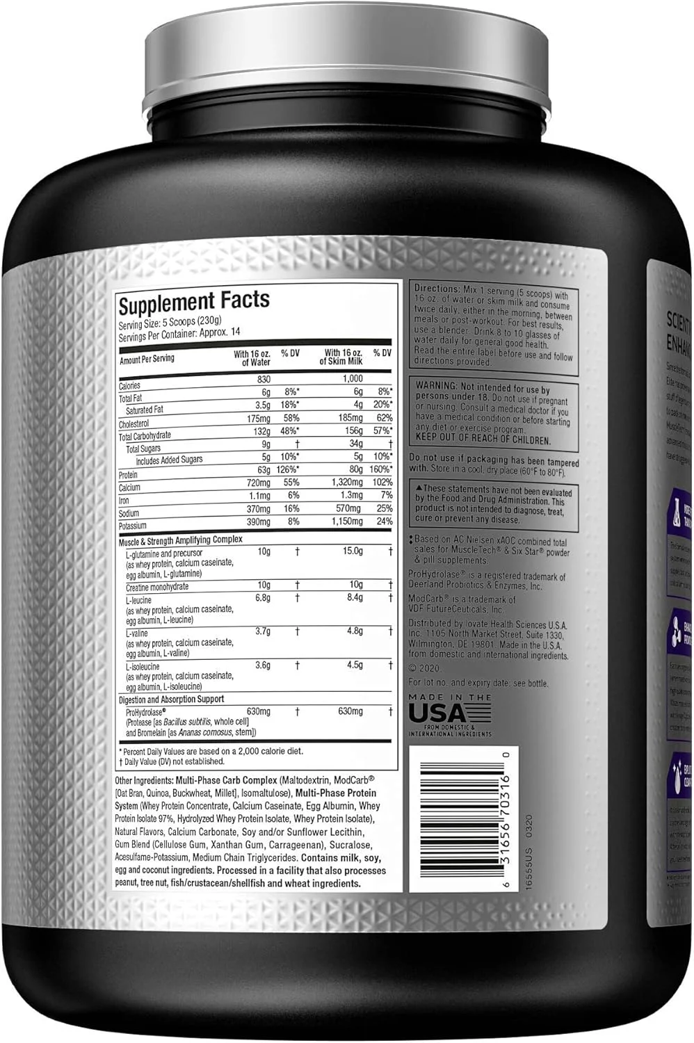 مکمل افزایش وزن و عضله سازی ماسل تک مس تک الیت، افزایش حجم و قدرت عضلات با جذب 20% بهتر آمینو اسید، پروتئین، کراتین، بی سی ای ای، کالری و کربوهیدرات، طعم کیک وانیلی، 6.00 پوند