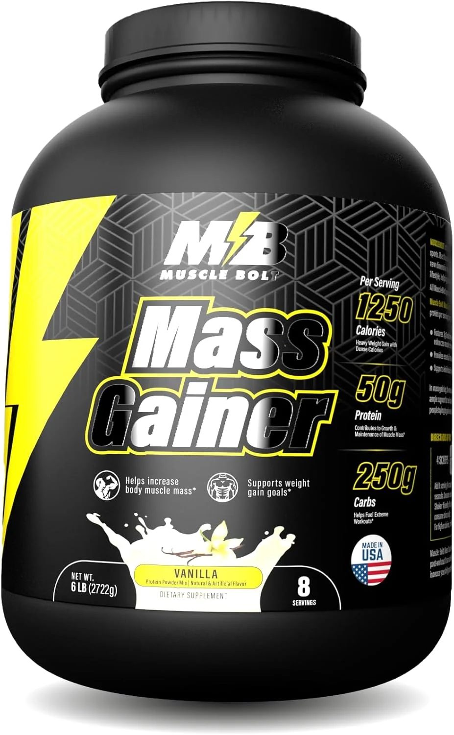 مخلوط پودر پروتئین افزایش وزن Muscle Bolt، وانیلی، 6 پوند مخلوط پودر پروتئین افزایش وزن Muscle Bolt، وانیلی، 6 پوند