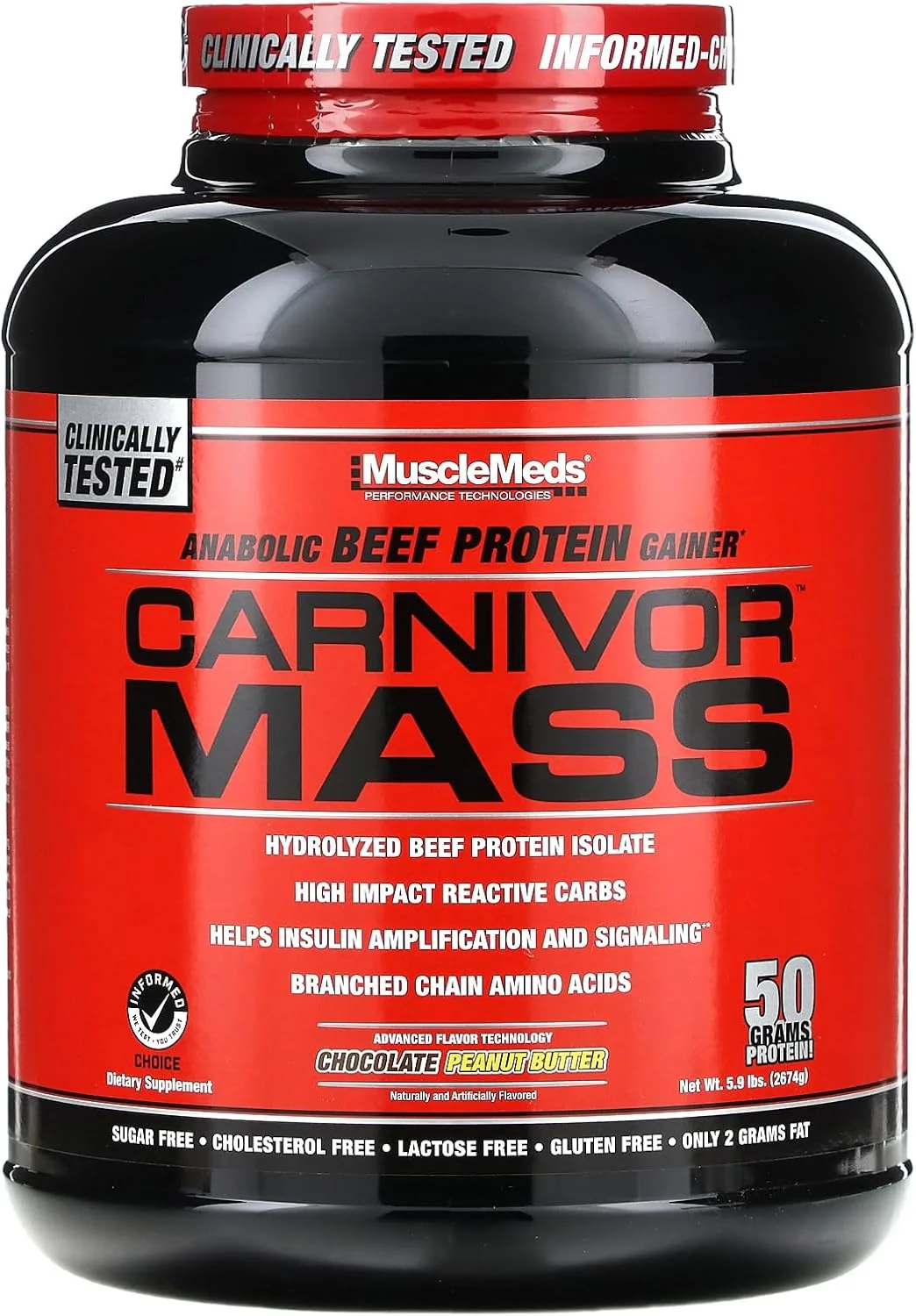 پروتئین گینر عضله ساز گوشت گاو آنابولیک ماسل مدز کارنیور مس، کره بادام زمینی شکلاتی، 6 پوند پروتئین گینر عضله ساز گوشت گاو آنابولیک ماسل مدز کارنیور مس، کره بادام زمینی شکلاتی، 6 پوند