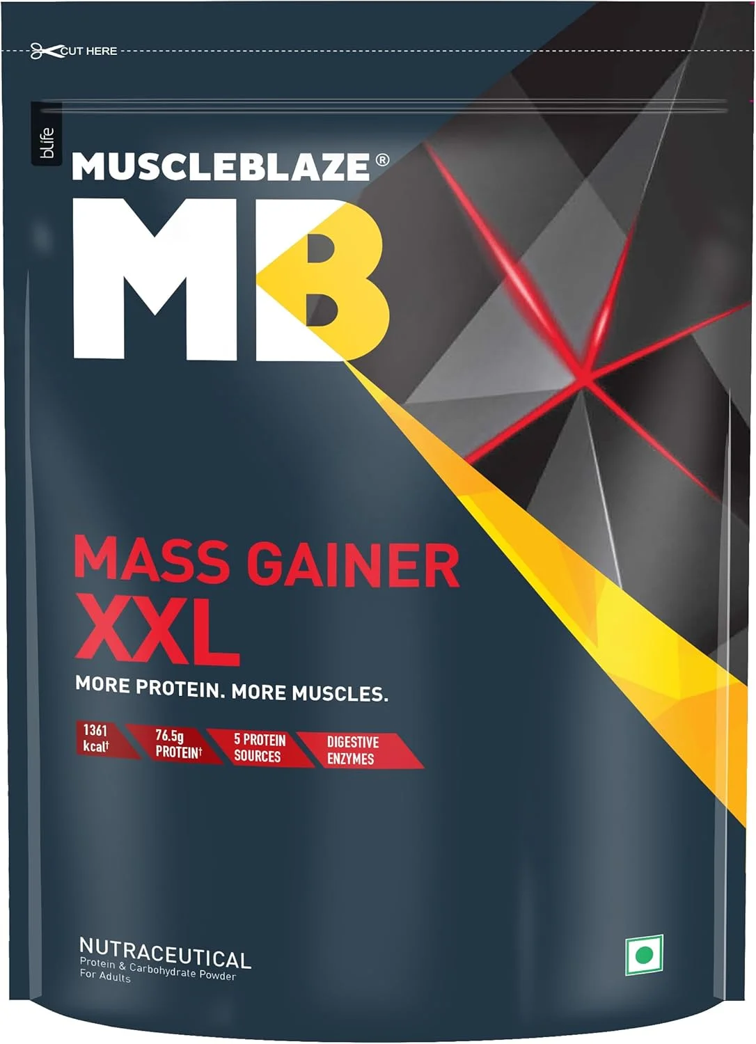 مکمل افزایش وزن MuscleBlaze Mass Gainer XXL (شکلاتی، 1 کیلوگرم، 10 سروینگ) | حاوی کربوهیدرات های پیچیده، پروتئین بالا و آنزیم های گوارشی، پودر مکمل افزایش وزن MuscleBlaze Mass Gainer XXL (شکلاتی، 1 کیلوگرم، 10 سروینگ) | حاوی کربوهیدرات های پیچیده، پروتئین بالا و آنزیم های گوارشی، پودر