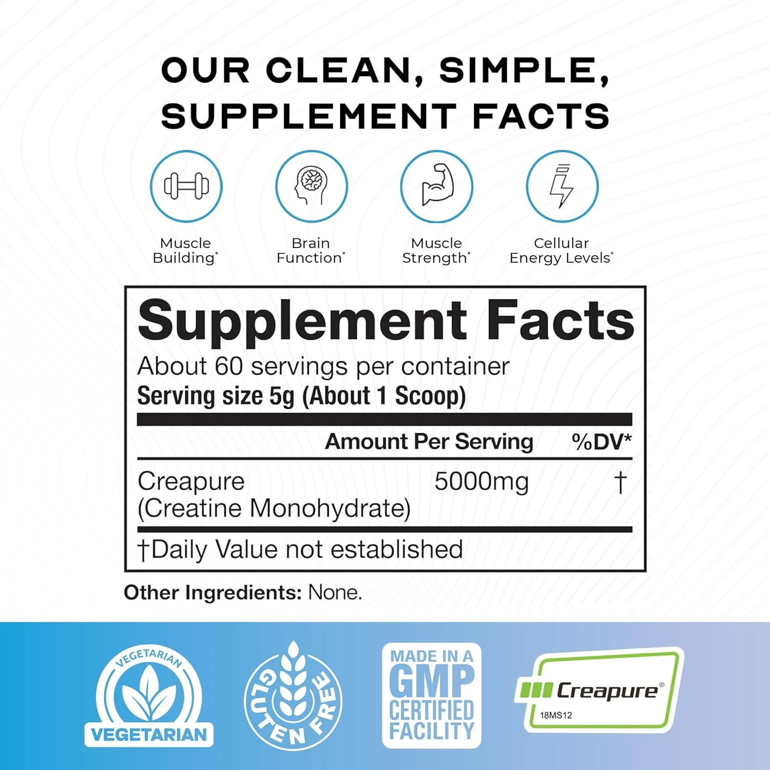 پودر کراتین مونوهیدرات Creapure Muscle Feast، وگان، سازگار با کتو، بدون گلوتن، افزایش دهنده حجم، مکمل ریکاوری عضلات و بهترین کراتین برای رشد عضلات، بدون طعم، 300 گرم