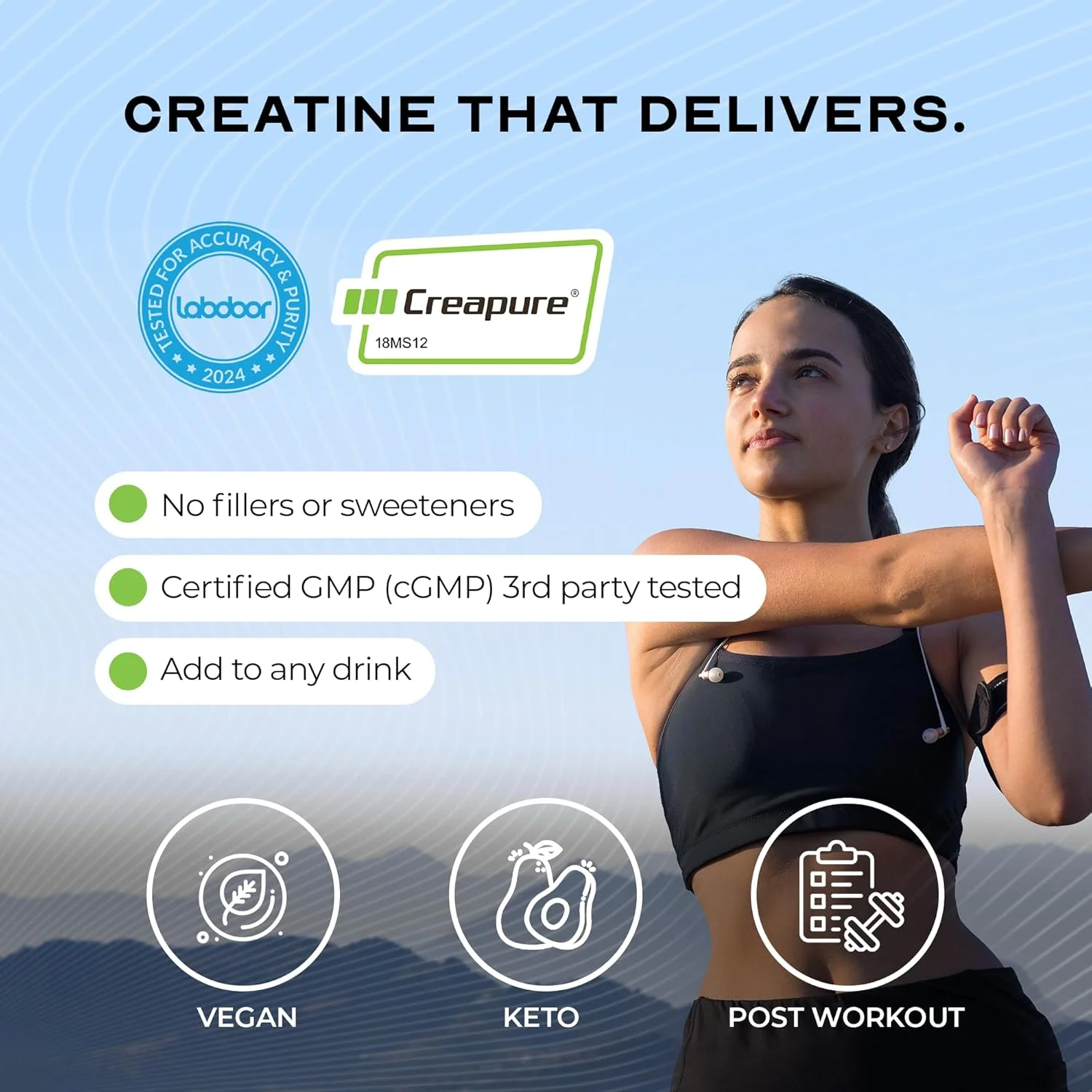 پودر کراتین مونوهیدرات Creapure Muscle Feast، وگان، سازگار با کتو، بدون گلوتن، افزایش دهنده حجم، مکمل ریکاوری عضلات و بهترین کراتین برای رشد عضلات، بدون طعم، 300 گرم