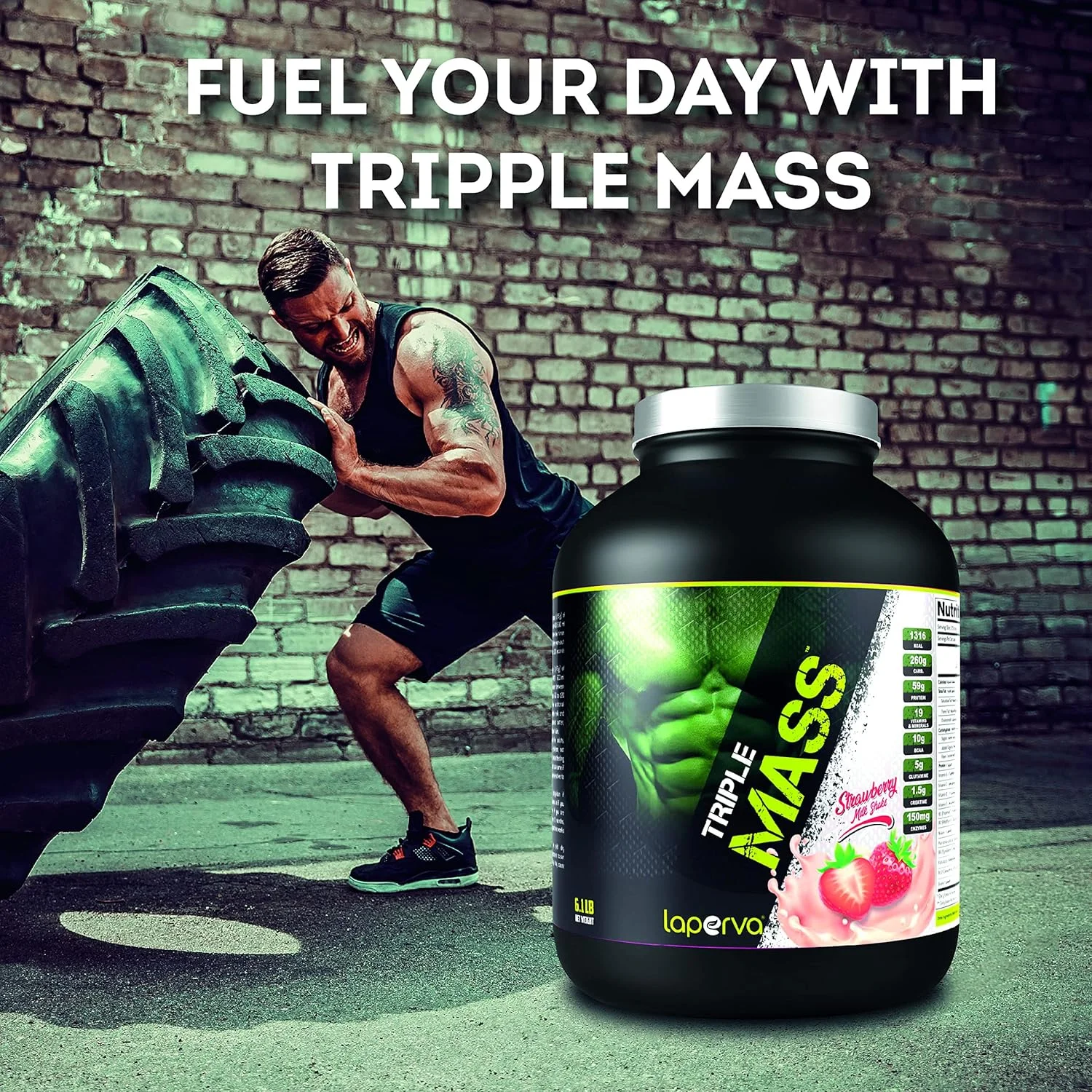 پودر پروتئین افزایش وزن لاپروا TRIPLE Mass، حاوی 19 ویتامین و مواد معدنی + 1.5 گرم کراتین + 10 گرم BCAA + 5 گرم گلوتامین + 150 میلی گرم مخلوط آنزیم های گوارشی، همه در یک (توت فرنگی - 6.1 پوند) پودر پروتئین افزایش وزن لاپروا TRIPLE Mass، حاوی 19 ویتامین و مواد معدنی + 1.5 گرم کراتین + 10 گرم BCAA + 5 گرم گلوتامین + 150 میلی گرم مخلوط آنزیم های گوارشی، همه در یک (توت فرنگی - 6.1 پوند)