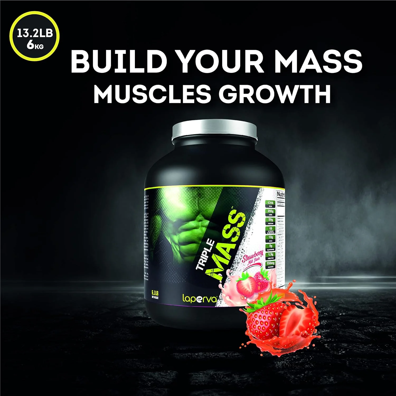 پودر پروتئین افزایش وزن لاپروا TRIPLE Mass، حاوی 19 ویتامین و مواد معدنی + 1.5 گرم کراتین + 10 گرم BCAA + 5 گرم گلوتامین + 150 میلی گرم مخلوط آنزیم های گوارشی، همه در یک (توت فرنگی - 6.1 پوند) پودر پروتئین افزایش وزن لاپروا TRIPLE Mass، حاوی 19 ویتامین و مواد معدنی + 1.5 گرم کراتین + 10 گرم BCAA + 5 گرم گلوتامین + 150 میلی گرم مخلوط آنزیم های گوارشی، همه در یک (توت فرنگی - 6.1 پوند)