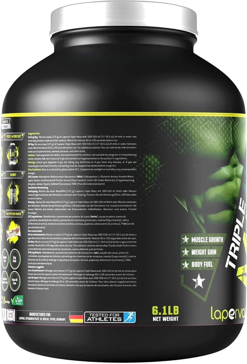 پودر پروتئین افزایش وزن لاپروا TRIPLE Mass، حاوی 19 ویتامین و مواد معدنی + 1.5 گرم کراتین + 10 گرم BCAA + 5 گرم گلوتامین + 150 میلی گرم مخلوط آنزیم های گوارشی، همه در یک (شکلاتی - 6.1 پوند) پودر پروتئین افزایش وزن لاپروا TRIPLE Mass، حاوی 19 ویتامین و مواد معدنی + 1.5 گرم کراتین + 10 گرم BCAA + 5 گرم گلوتامین + 150 میلی گرم مخلوط آنزیم های گوارشی، همه در یک (شکلاتی - 6.1 پوند)