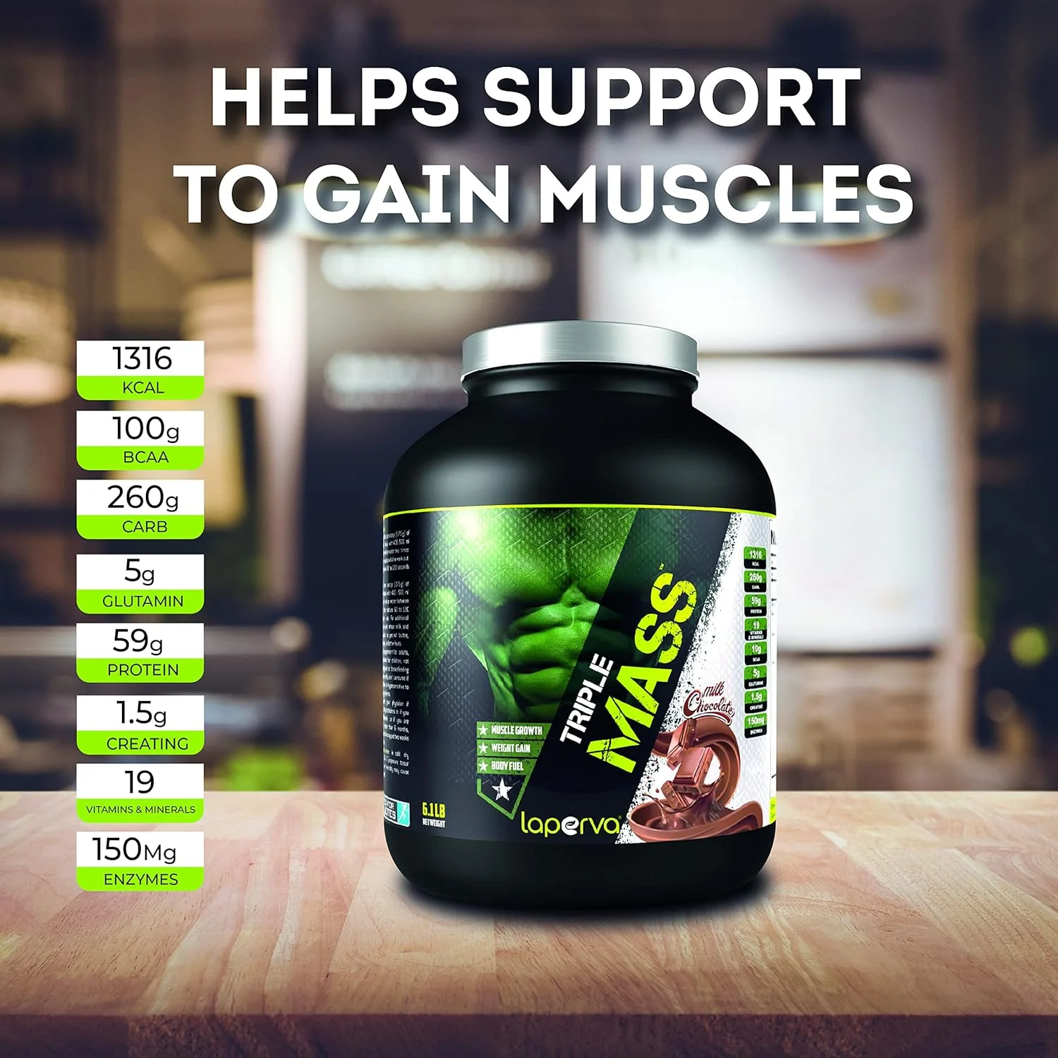 پودر پروتئین افزایش وزن لاپروا TRIPLE Mass، حاوی 19 ویتامین و مواد معدنی + 1.5 گرم کراتین + 10 گرم BCAA + 5 گرم گلوتامین + 150 میلی گرم مخلوط آنزیم های گوارشی، همه در یک (شکلاتی - 6.1 پوند) پودر پروتئین افزایش وزن لاپروا TRIPLE Mass، حاوی 19 ویتامین و مواد معدنی + 1.5 گرم کراتین + 10 گرم BCAA + 5 گرم گلوتامین + 150 میلی گرم مخلوط آنزیم های گوارشی، همه در یک (شکلاتی - 6.1 پوند)