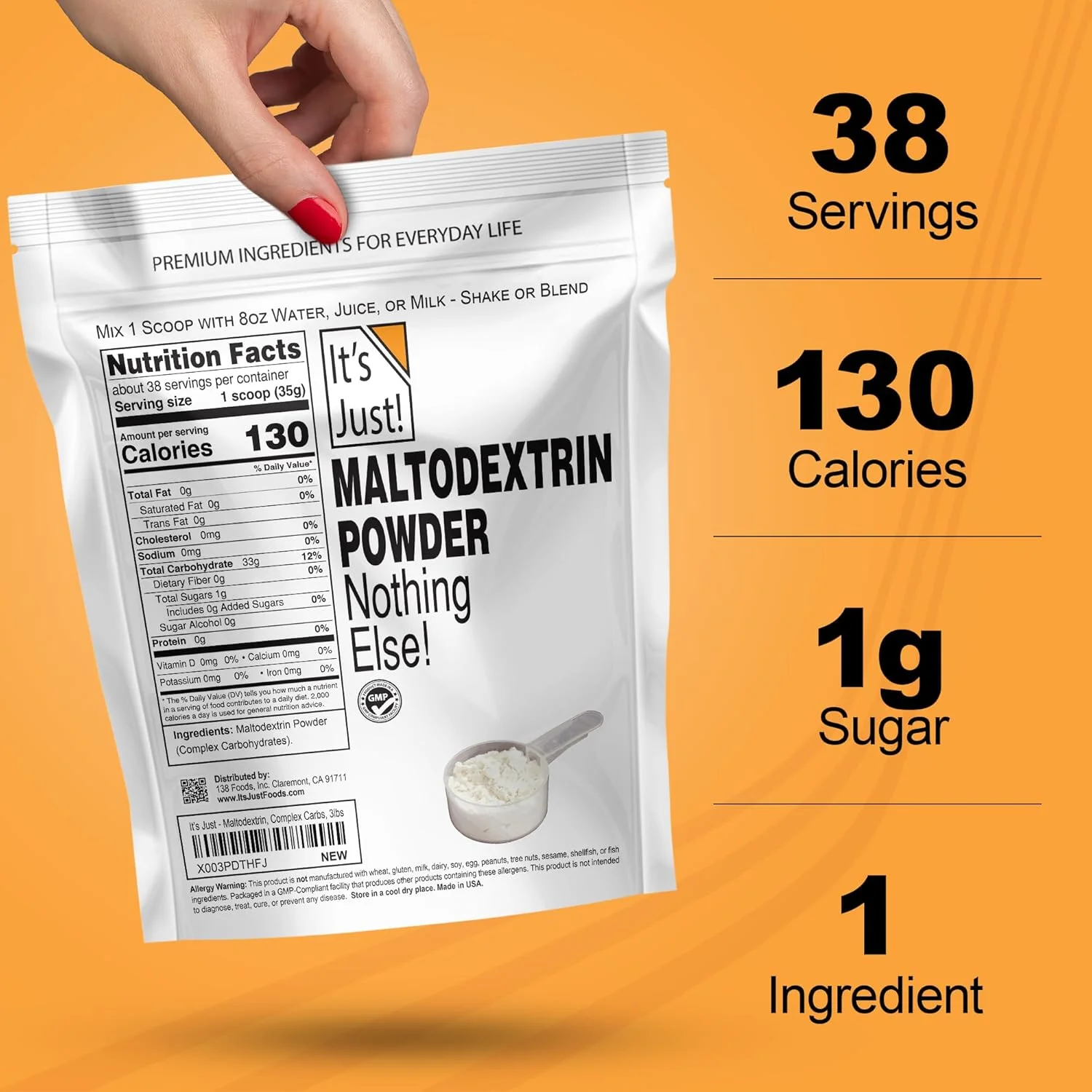 ایتس جاست! - پودر افزایش وزن، 100% مالتودکسترین (کربوهیدرات های پیچیده)، انرژی پایدار، جذب سریع، غیر GMO، به راحتی به هر شیک پروتئینی اضافه می شود، 3 پوند / 38 سروینگ ایتس جاست! - پودر افزایش وزن، 100% مالتودکسترین (کربوهیدرات های پیچیده)، انرژی پایدار، جذب سریع، غیر GMO، به راحتی به هر شیک پروتئینی اضافه می شود، 3 پوند / 38 سروینگ