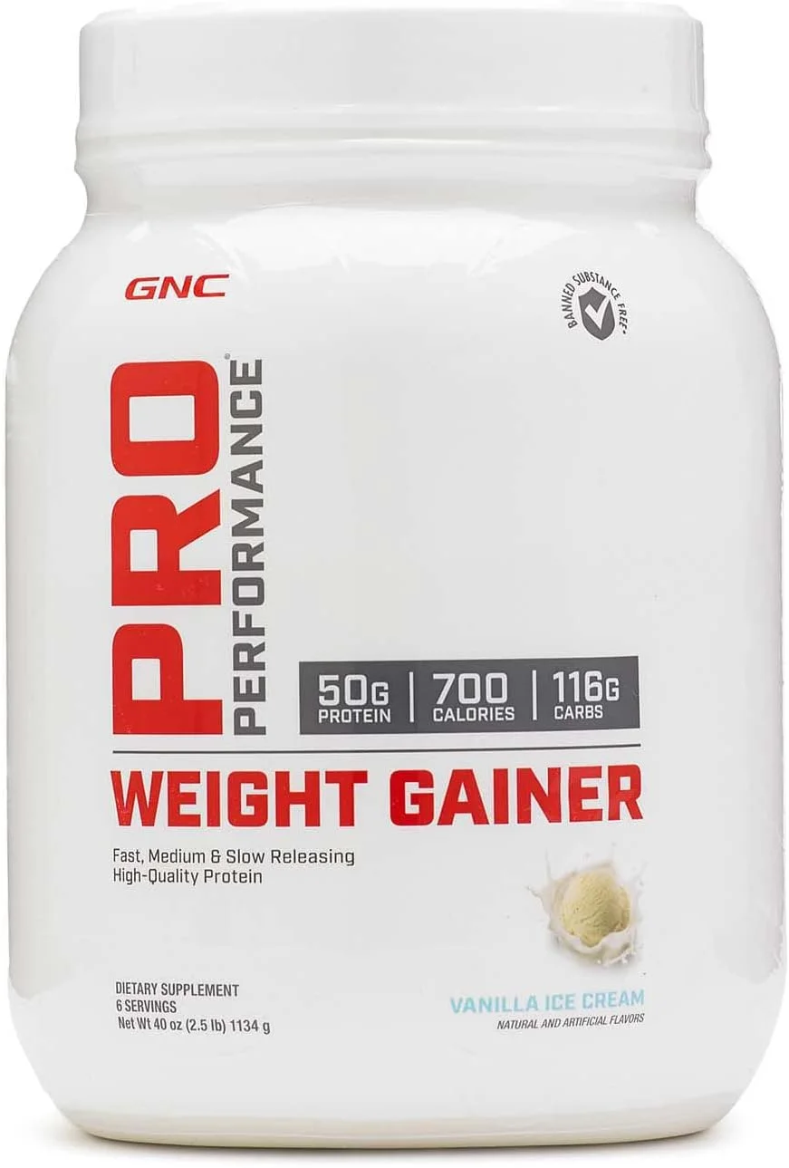 GNC Pro Performance Weight Gainer - بستنی وانیلی، 6 سروینگ، پروتئین برای افزایش حجم