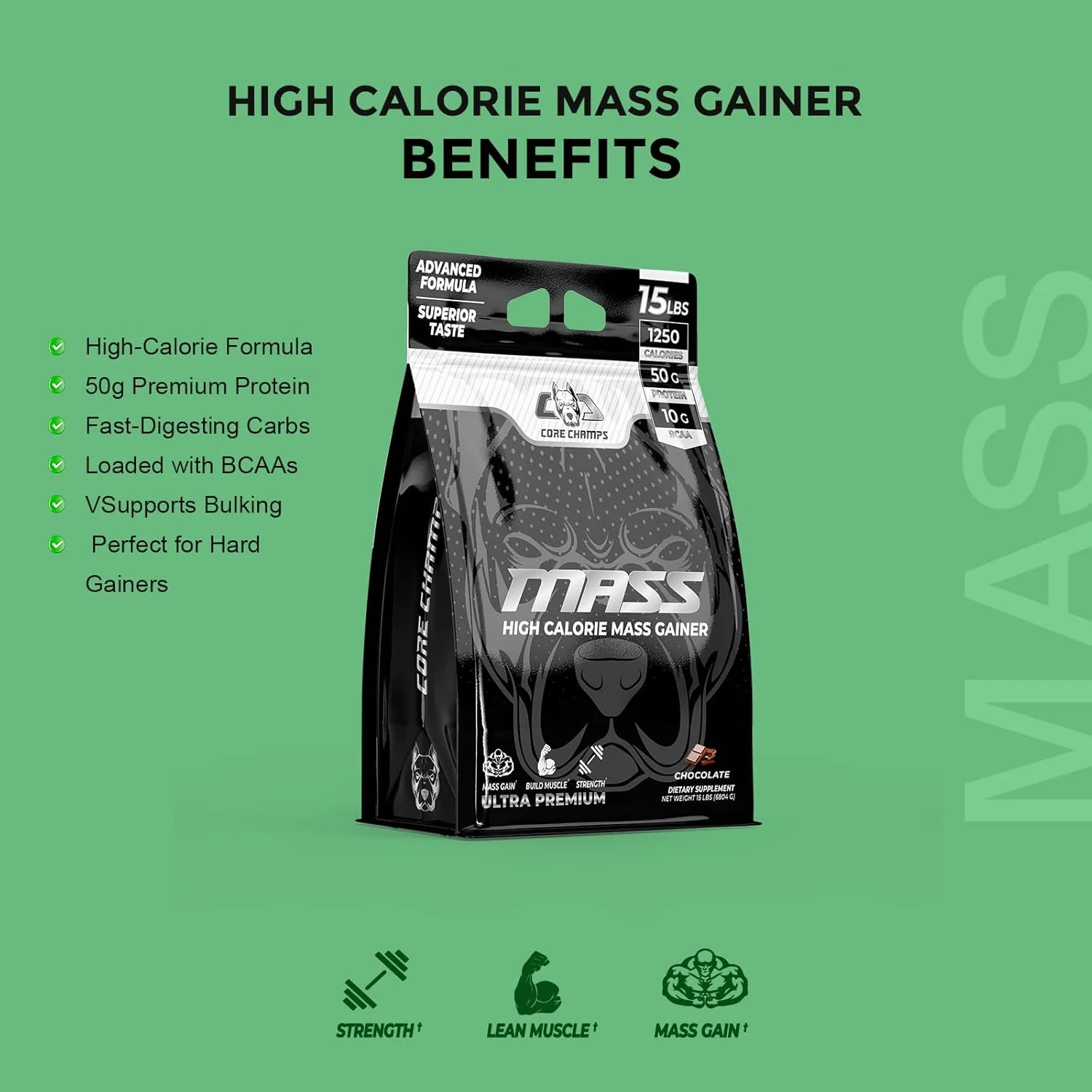 مکمل افزایش وزن CORE CHAMPS - 6.8 کیلوگرم شکلاتی | مخلوط پروتئین وی برای افزایش حجم و قدرت | 1250 کالری، 50 گرم پروتئین، فرمول غنی شده با BCAA | 1250 کالری | 50 گرم پروتئین | 10 گرم BCAA مکمل افزایش وزن CORE CHAMPS - 6.8 کیلوگرم شکلاتی | مخلوط پروتئین وی برای افزایش حجم و قدرت | 1250 کالری، 50 گرم پروتئین، فرمول غنی شده با BCAA | 1250 کالری | 50 گرم پروتئین | 10 گرم BCAA