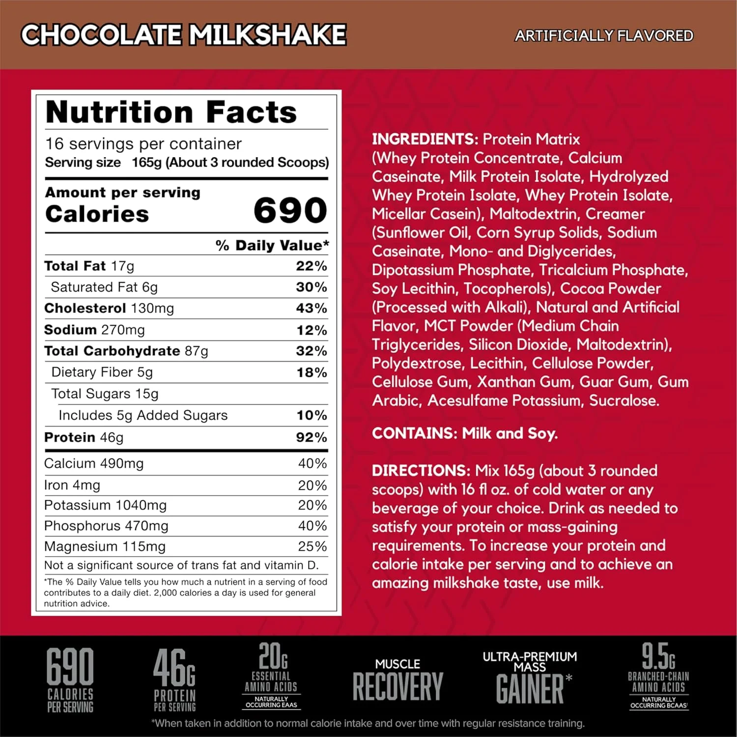 پودر افزایش وزن BSN TRUE-MASS، پودر پروتئین افزایش حجم عضلانی، میلک شیک شکلاتی، 5.82 پوند، 16 سروینگ (2.64 کیلوگرم)