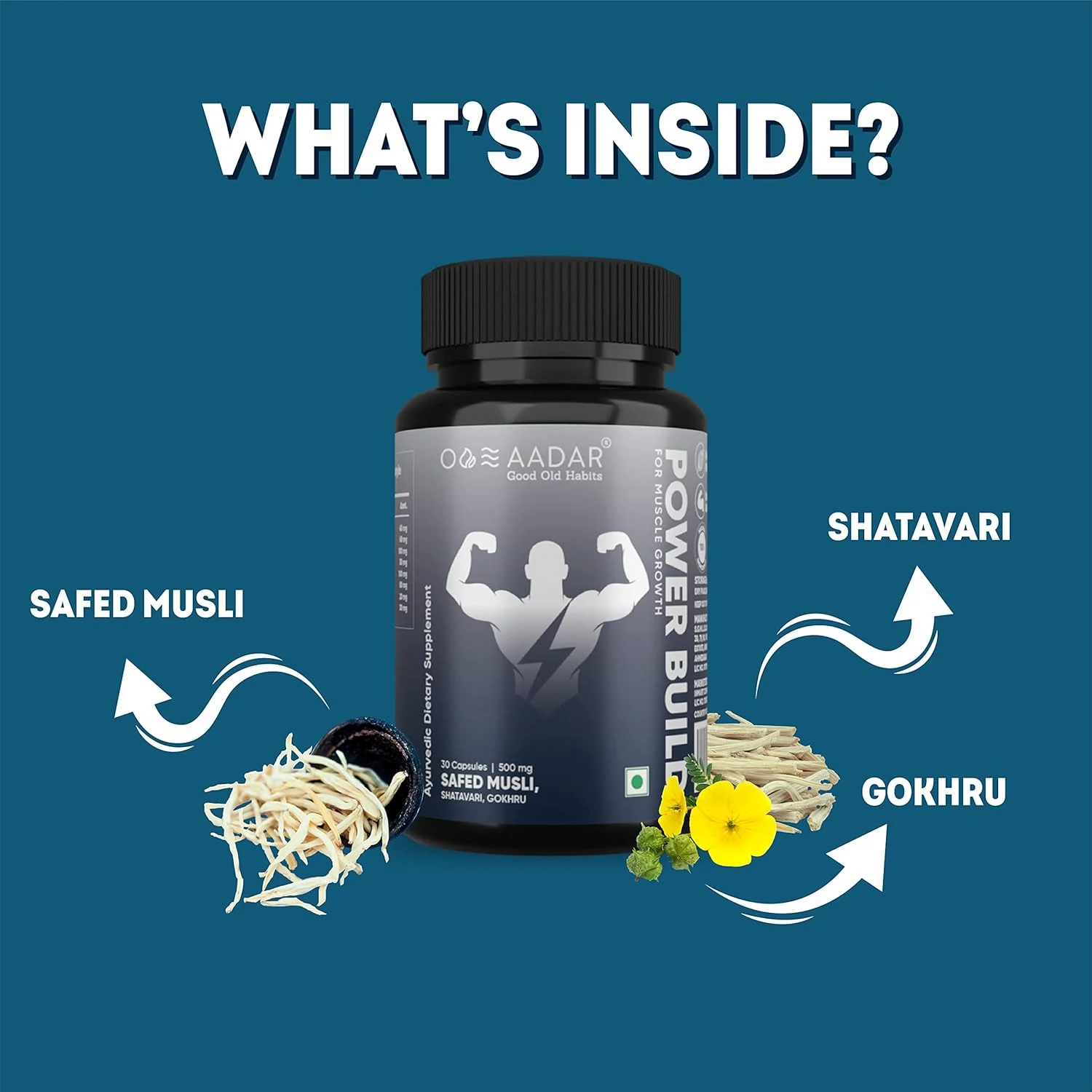 آادار پاور بیلد | افزایش دهنده حجم عضلانی واقعی آیورودا | بهبود عملکرد و افزایش متابولیسم | (سفید موسلی، گوخرو، شاتاواری) 30 کپسول (بسته 1 عددی) آادار پاور بیلد | افزایش دهنده حجم عضلانی واقعی آیورودا | بهبود عملکرد و افزایش متابولیسم | (سفید موسلی، گوخرو، شاتاواری) 30 کپسول (بسته 1 عددی)