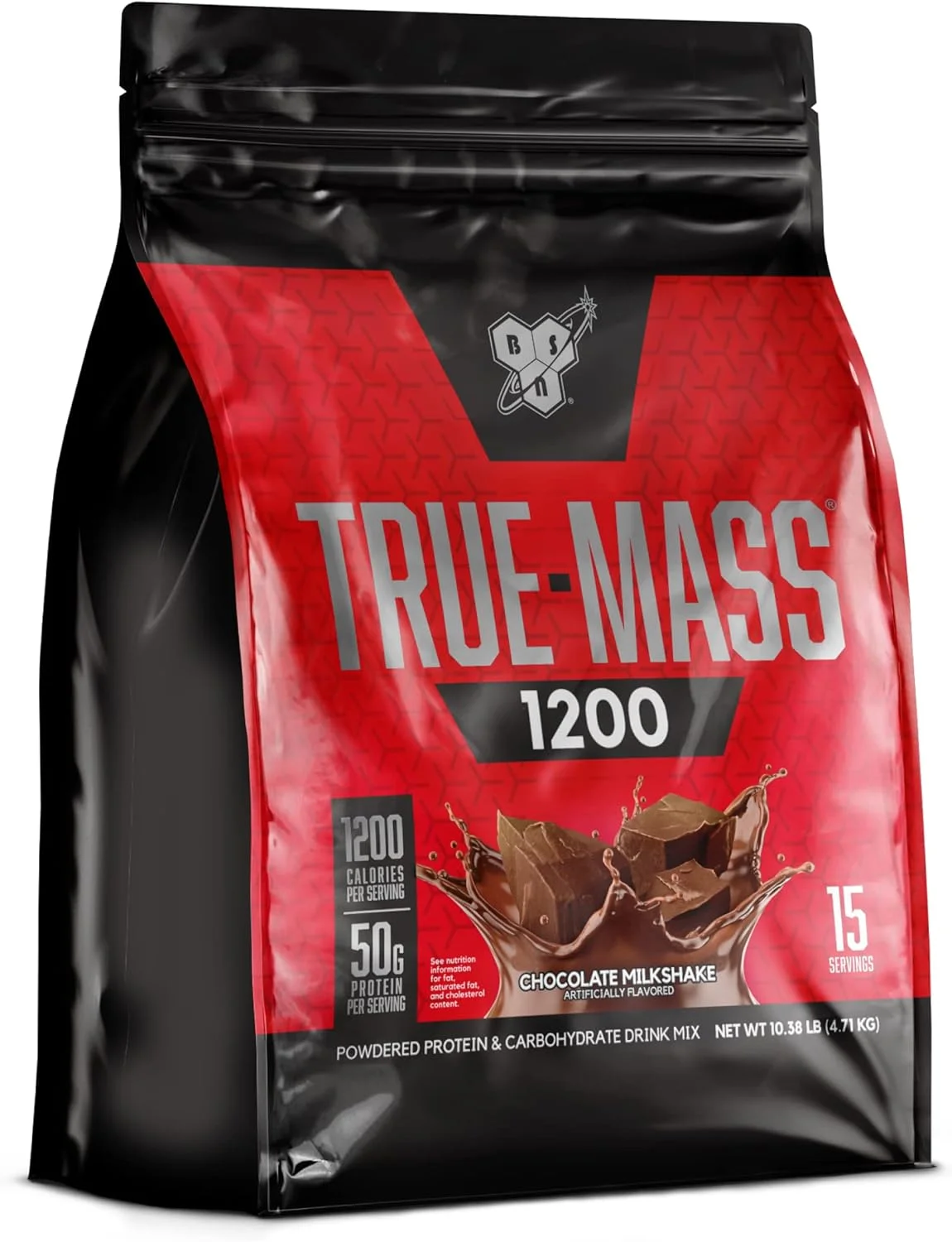 مکمل افزایش وزن BSN TRUE-MASS 1200، پودر پروتئین افزایش حجم عضلانی، میلک شیک شکلاتی، 10.38 پوند مکمل افزایش وزن BSN TRUE-MASS 1200، پودر پروتئین افزایش حجم عضلانی، میلک شیک شکلاتی، 10.38 پوند