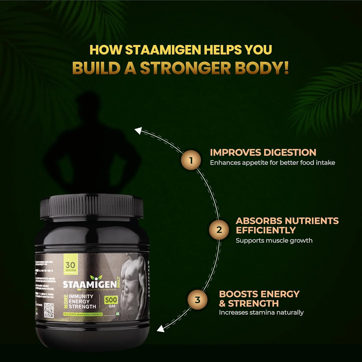 مالت استامیژن آلفا آیورودا - افزایش دهنده وزن آیورودا برای مردان با مواد طبیعی برای افزایش توده عضلانی، استقامت، اشتها و سلامت کلی - 500 گرم مالت استامیژن آلفا آیورودا - افزایش دهنده وزن آیورودا برای مردان با مواد طبیعی برای افزایش توده عضلانی، استقامت، اشتها و سلامت کلی - 500 گرم