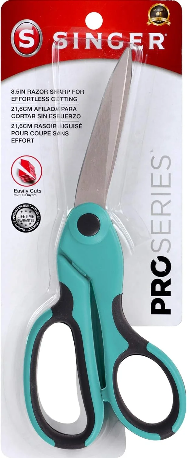 قیچی خیاطی خمیده سنگین SINGER 00561 ProSeries، 8.5 اینچ، آبی-سبز