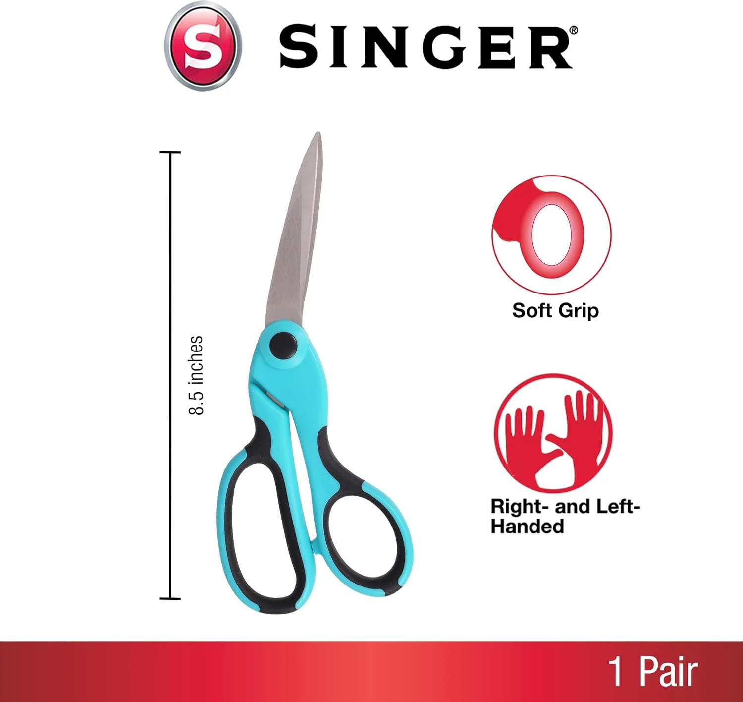 قیچی خیاطی خمیده سنگین SINGER 00561 ProSeries، 8.5 اینچ، آبی-سبز قیچی خیاطی خمیده سنگین SINGER 00561 ProSeries، 8.5 اینچ، آبی-سبز