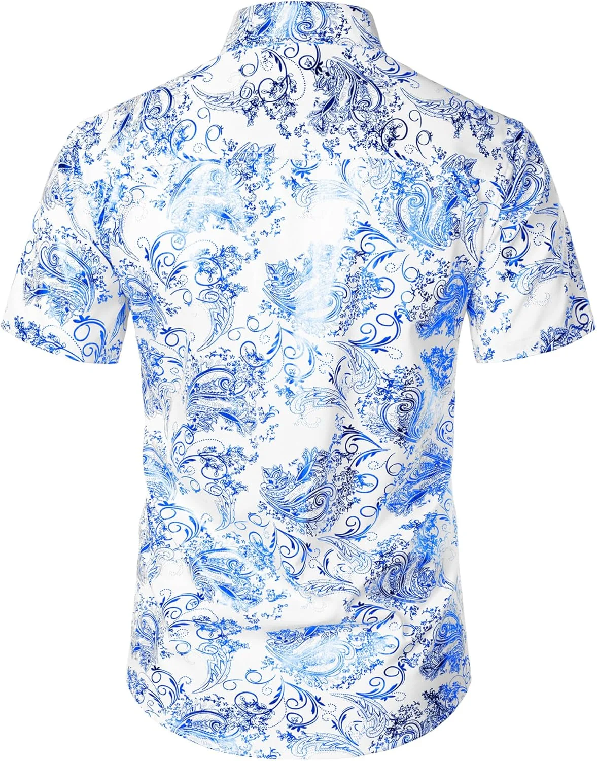 پیراهن مردانه لوکس طرح پیزلی براق و آستین کوتاه دکمه دار با برش Slim Fit از ZEROYAA