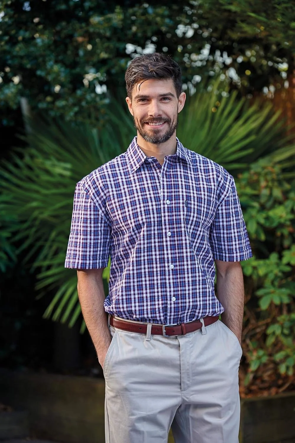 WALKER AND HAWKES - Men's 100% Cotton Short Sleeve Canterbury Country Shirt WALKER AND HAWKES - Men's 100% Cotton Short Sleeve Canterbury Country Shirt