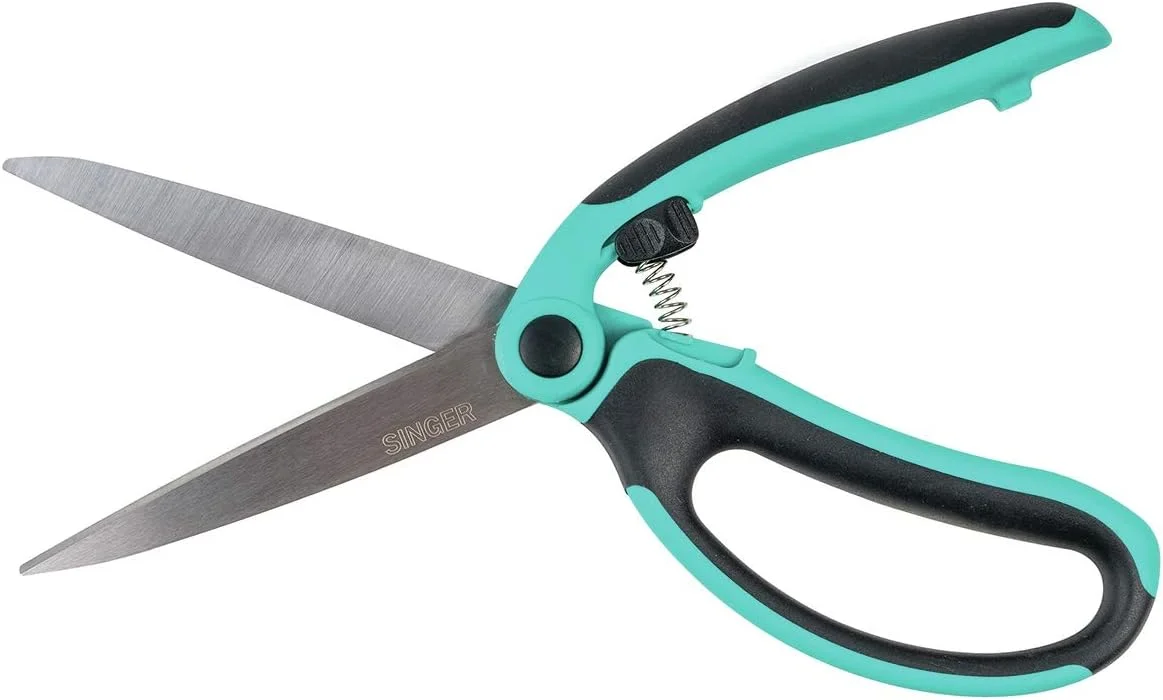 قیچی دستی فنری سینگر ProSeries مدل 00565 با طول 9.5 اینچ و دسته راحت، آبی-سبز