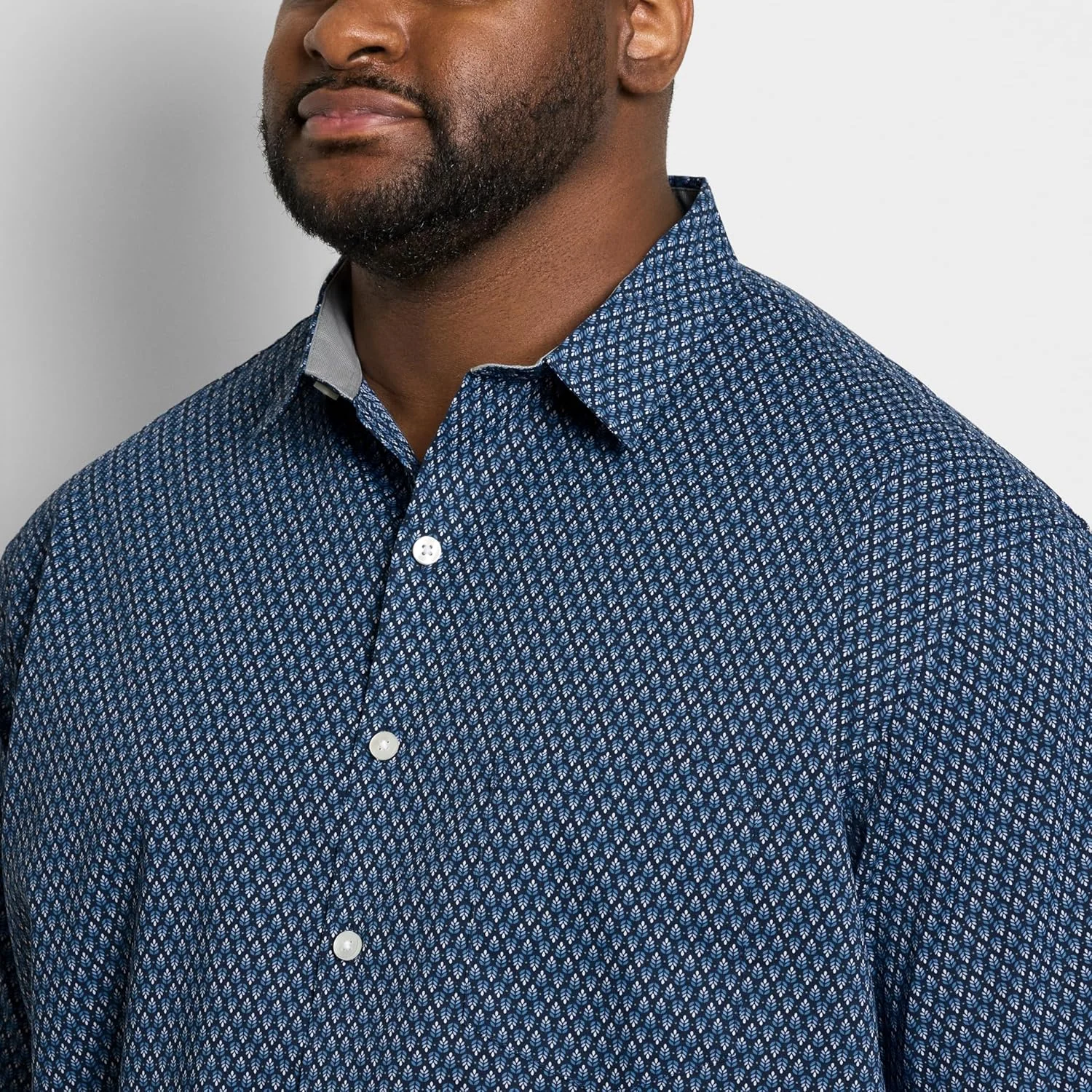 پیراهن آستین کوتاه دکمه دار مردانه ون هیزن، سایز بزرگ و قد بلند، بدون چروک، قد مناسب بیرون شلوار، پارچه کشی راحت