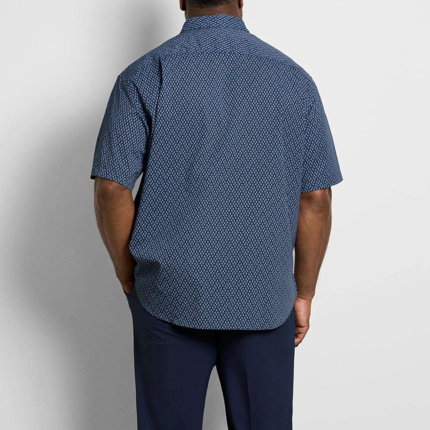 پیراهن آستین کوتاه دکمه دار مردانه ون هیزن، سایز بزرگ و قد بلند، بدون چروک، قد مناسب بیرون شلوار، پارچه کشی راحت