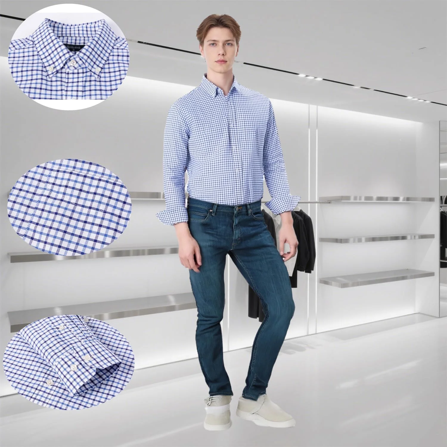 پیراهن مردانه آستین بلند UimoKi، دکمه دار، ضد چروک، کشسان چهار طرفه، مدل معمولی، طرح چهارخانه و راه راه، مناسب برای استایل رسمی و غیر رسمی پیراهن مردانه آستین بلند UimoKi، دکمه دار، ضد چروک، کشسان چهار طرفه، مدل معمولی، طرح چهارخانه و راه راه، مناسب برای استایل رسمی و غیر رسمی