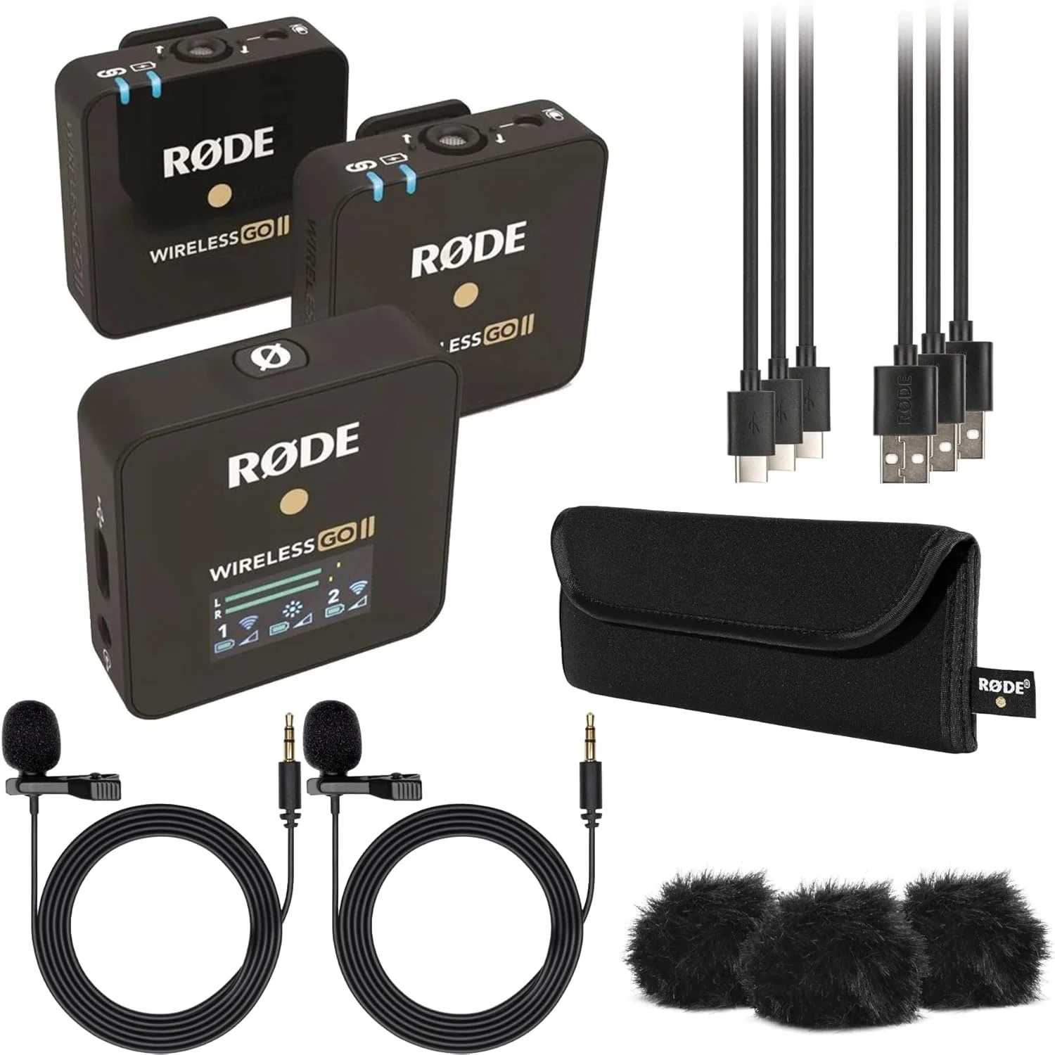 سیستم وایرلس دو کاناله RØDE Wireless Go II با میکروفون داخلی به همراه خروجی های آنالوگ و دیجیتال USB، شامل 2 عدد فرستنده، به همراه 2 عدد میکروفون یقه ای Turnstile Audio سیستم وایرلس دو کاناله RØDE Wireless Go II با میکروفون داخلی به همراه خروجی های آنالوگ و دیجیتال USB، شامل 2 عدد فرستنده، به همراه 2 عدد میکروفون یقه ای Turnstile Audio