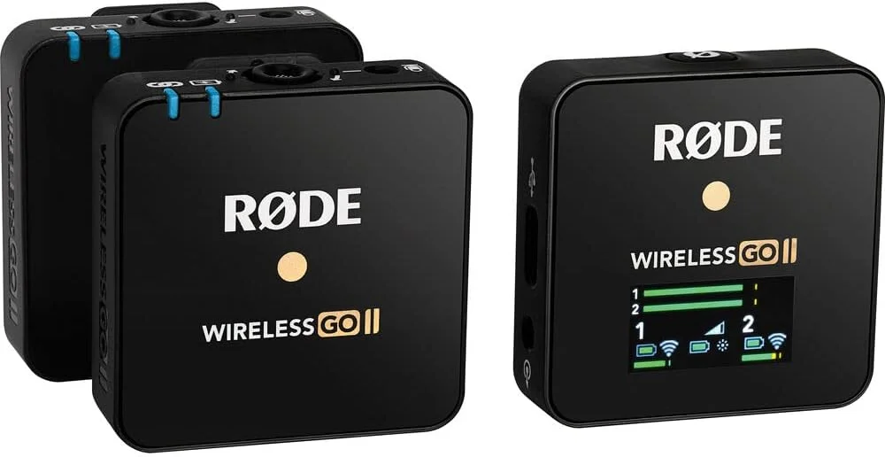 بسته سیستم میکروفون/ضبط کننده بی سیم دیجیتال جمع و جور دو نفره Rode Wireless GO II به همراه کیف شارژ ZG-R30 برای سیستم میکروفون Rode Wireless GO/Wireless GO II