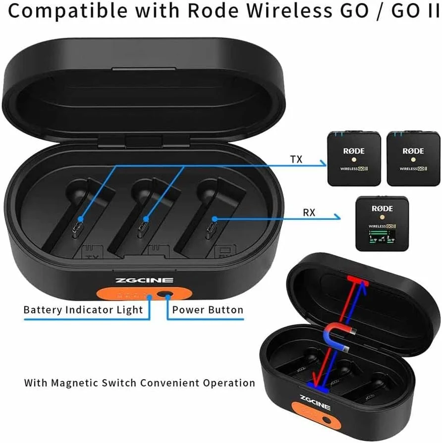بسته سیستم میکروفون/ضبط کننده بی سیم دیجیتال جمع و جور دو نفره Rode Wireless GO II به همراه کیف شارژ ZG-R30 برای سیستم میکروفون Rode Wireless GO/Wireless GO II بسته سیستم میکروفون/ضبط کننده بی سیم دیجیتال جمع و جور دو نفره Rode Wireless GO II به همراه کیف شارژ ZG-R30 برای سیستم میکروفون Rode Wireless GO/Wireless GO II