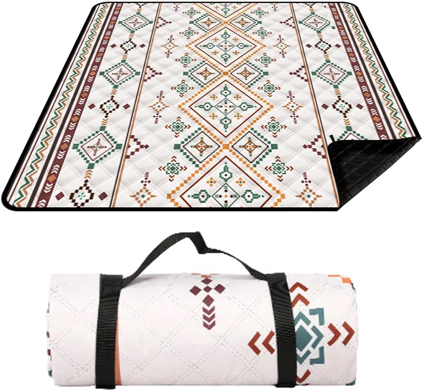 Picnic Blanket, Large Beach Blanket Outdoor Picnic Mat, Waterproof Foldable Blankets with Carrying Handle for Beach, Camping, Grass Lawn, Hiking, Park, 200x200CM