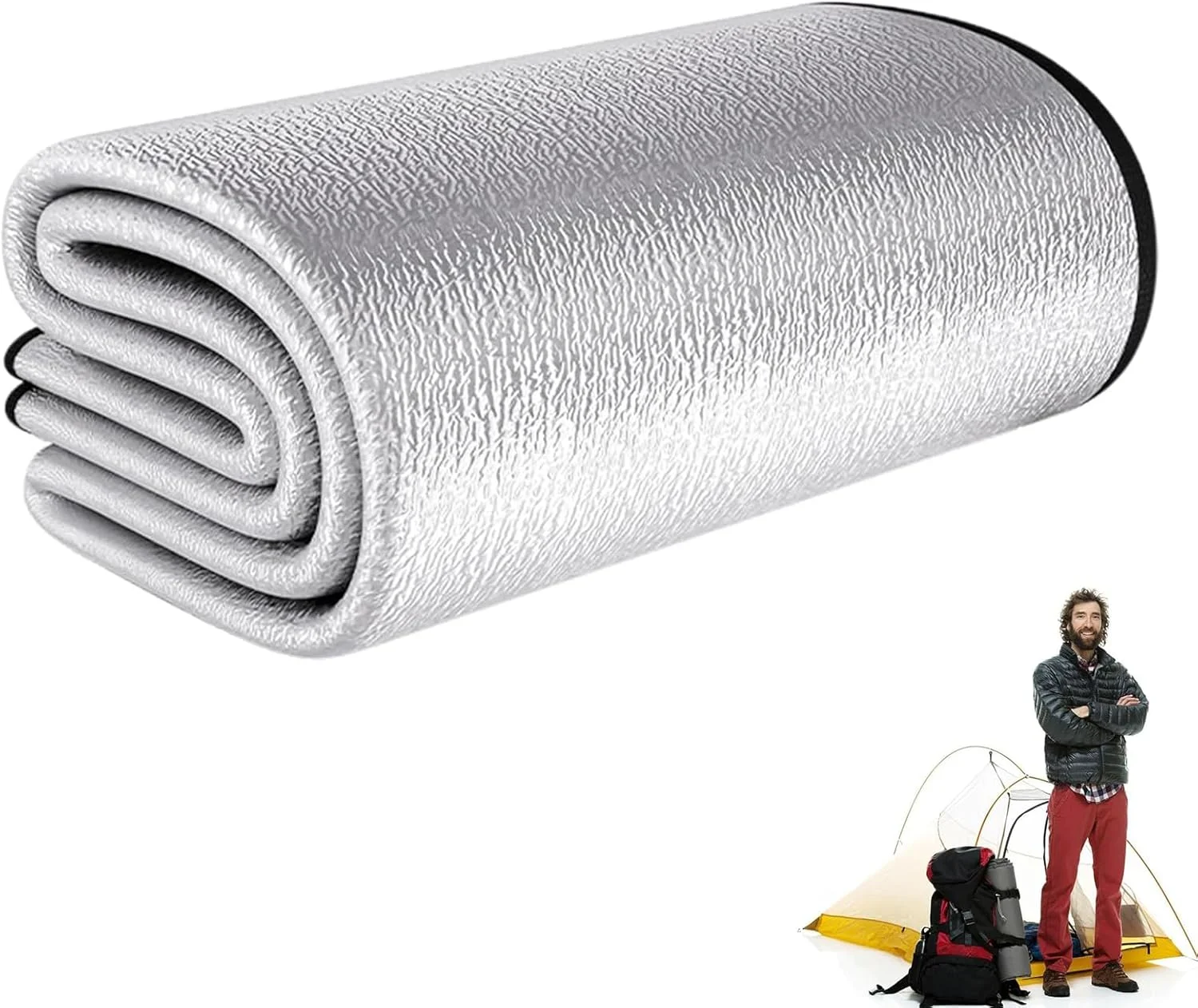 VUCATIN Camping Mat Foam Foil Blanket, Moisture-Proof Aluminum Foil Foam Pad Double-Sided Insulated Sleeping Pad Picnic Thermal Mat for Beach Hiking Reflecting Heat