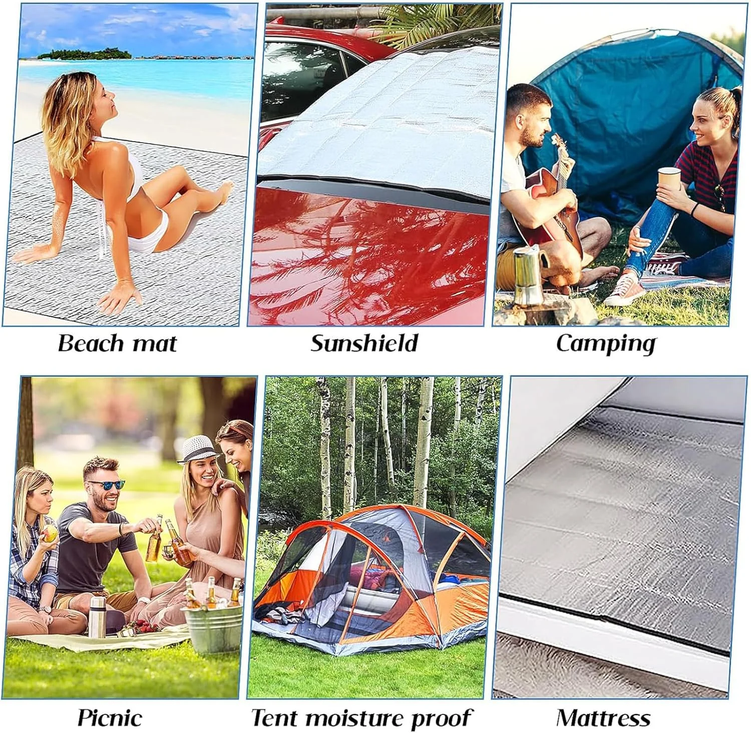 VUCATIN Camping Mat Foam Foil Blanket, Moisture-Proof Aluminum Foil Foam Pad Double-Sided Insulated Sleeping Pad Picnic Thermal Mat for Beach Hiking Reflecting Heat VUCATIN Camping Mat Foam Foil Blanket, Moisture-Proof Aluminum Foil Foam Pad Double-Sided Insulated Sleeping Pad Picnic Thermal Mat for Beach Hiking Reflecting Heat