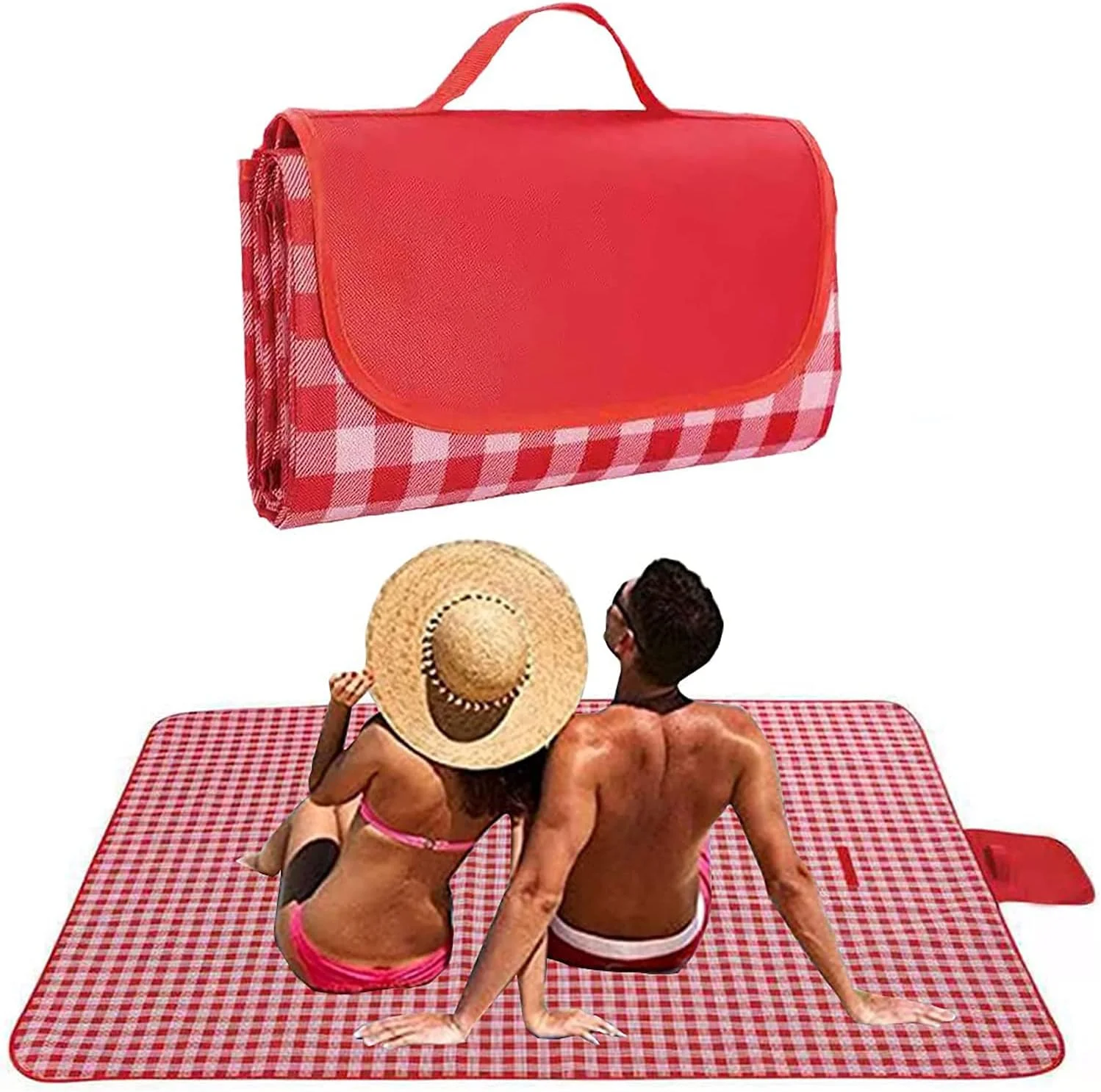 THMINS 200x200 cm Outdoor Camping Mat Widen Picnic Mat Plaid Large Beach Blanket, Durable Oxford Foldable Waterproof Blanket, Multiplayer Picnic Blanket