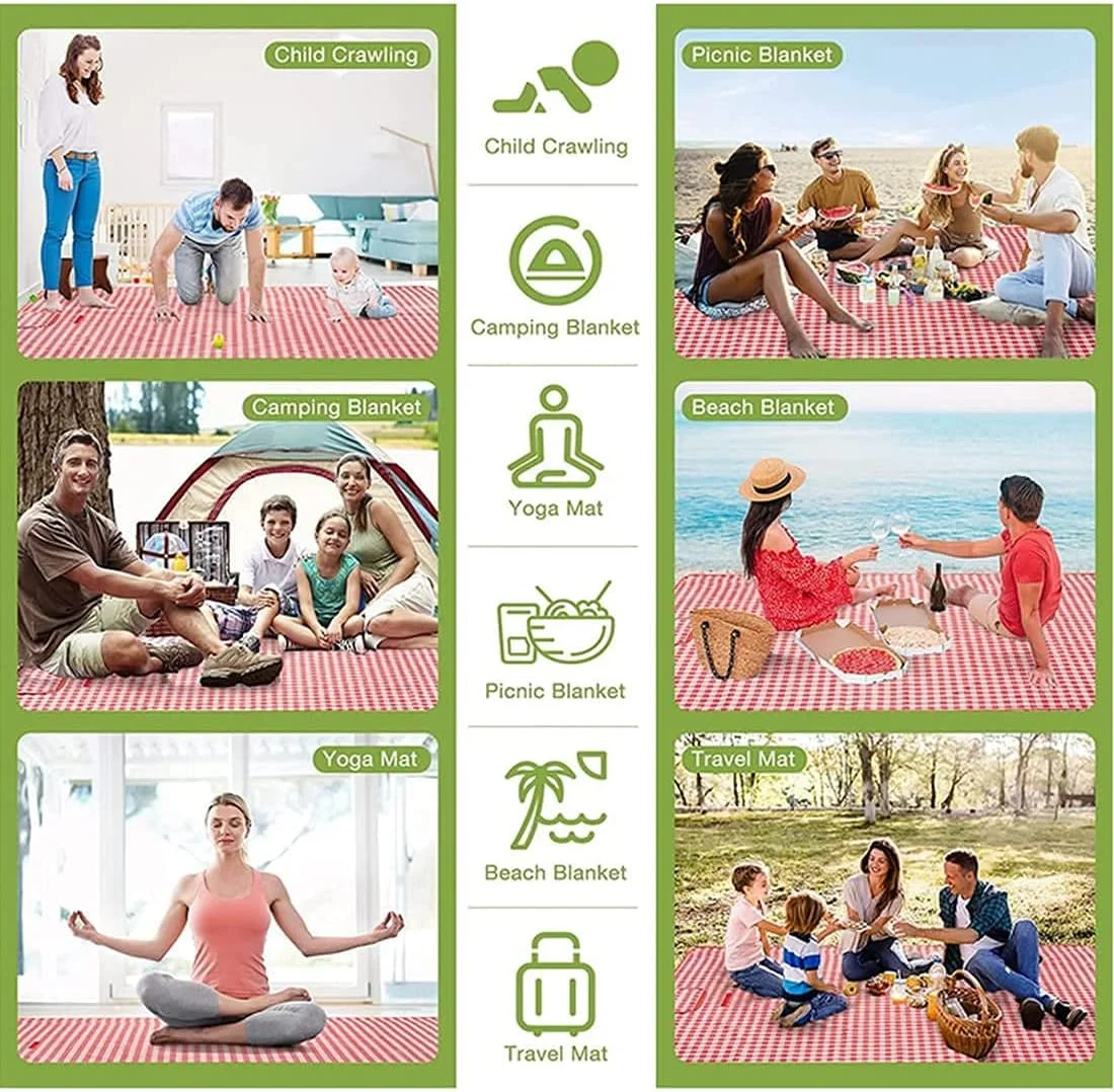 THMINS 200x200 cm Outdoor Camping Mat Widen Picnic Mat Plaid Large Beach Blanket, Durable Oxford Foldable Waterproof Blanket, Multiplayer Picnic Blanket THMINS 200x200 cm Outdoor Camping Mat Widen Picnic Mat Plaid Large Beach Blanket, Durable Oxford Foldable Waterproof Blanket, Multiplayer Picnic Blanket