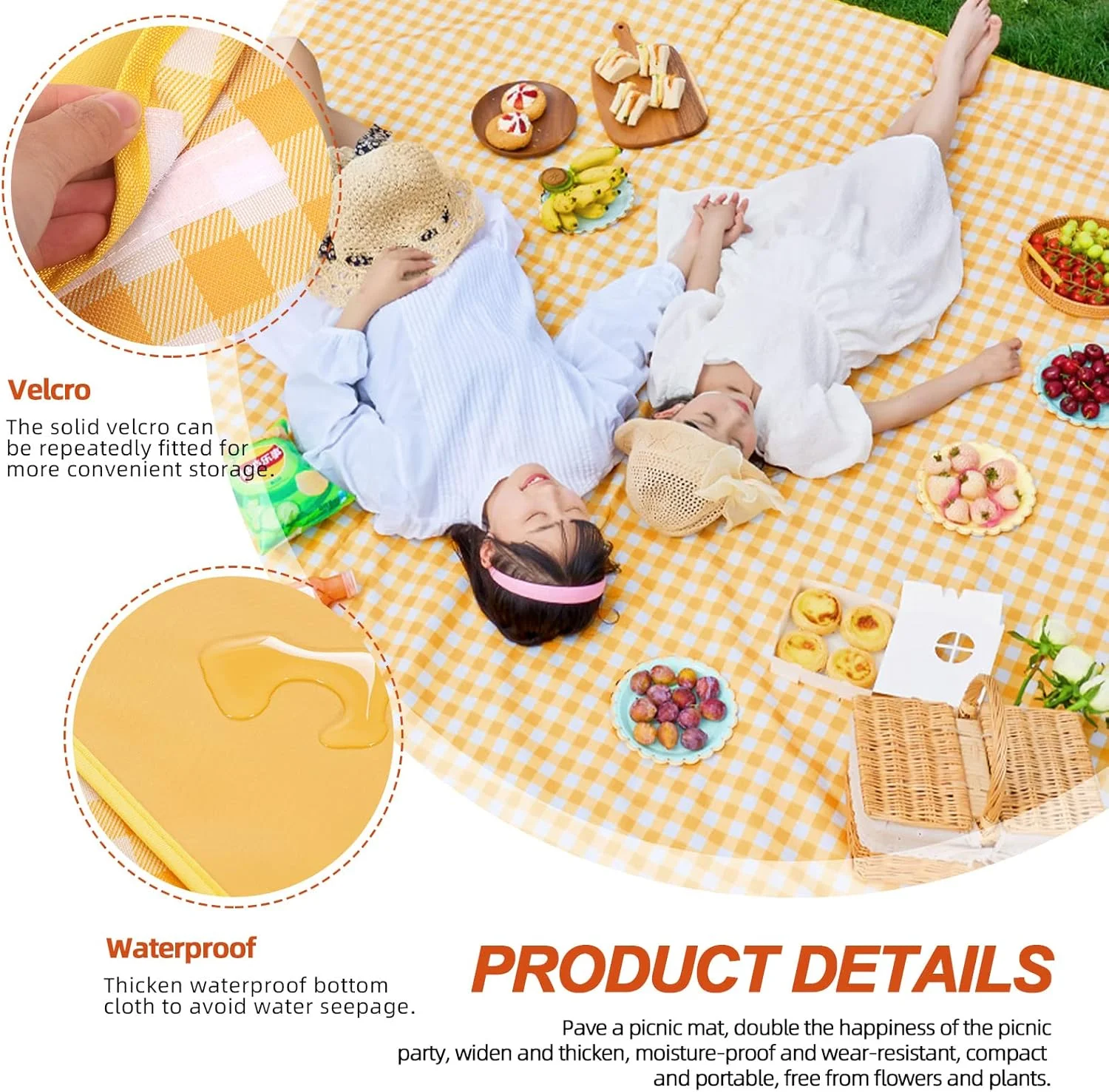 Tanstic 1Pc Outdoor Picnic Blanket, 79" x 79" Picnic Mat, Extra Large Waterproof Foldable Beach Blanket Handy Mat Sand Mat Beach Mat with Carry Strap for Beach Camping Park (Yellow & White Lattice) Tanstic 1Pc Outdoor Picnic Blanket, 79" x 79" Picnic Mat, Extra Large Waterproof Foldable Beach Blanket Handy Mat Sand Mat Beach Mat with Carry Strap for Beach Camping Park (Yellow & White Lattice)