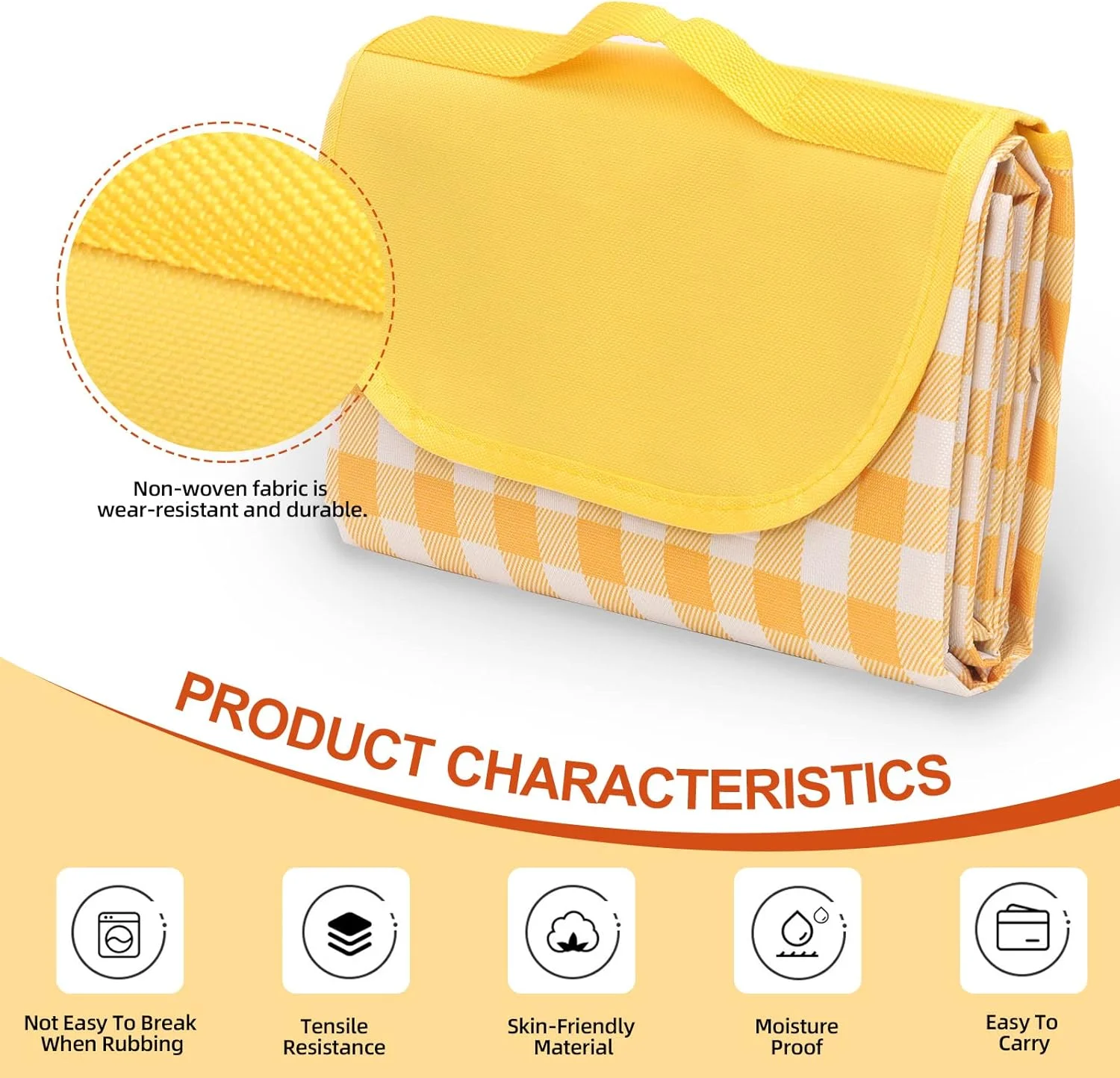Tanstic 1Pc Outdoor Picnic Blanket, 79" x 79" Picnic Mat, Extra Large Waterproof Foldable Beach Blanket Handy Mat Sand Mat Beach Mat with Carry Strap for Beach Camping Park (Yellow & White Lattice) Tanstic 1Pc Outdoor Picnic Blanket, 79" x 79" Picnic Mat, Extra Large Waterproof Foldable Beach Blanket Handy Mat Sand Mat Beach Mat with Carry Strap for Beach Camping Park (Yellow & White Lattice)