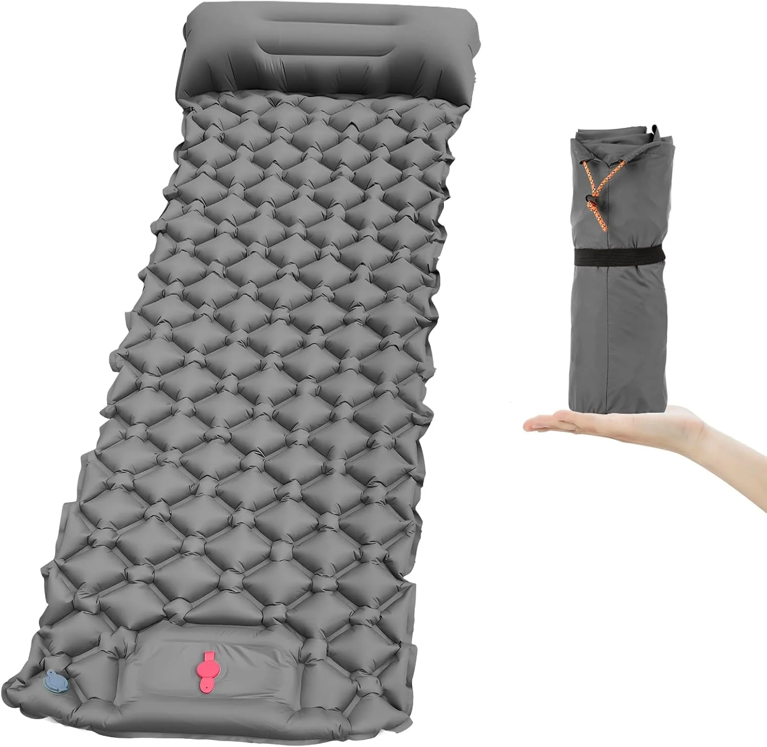 NALACAL Sleeping Pad for Camping, Ultralight Inflatable Camping Mat with Pillow, Built-in Foot Pump, Portable Durable & Waterproof Compact Sleeping Pads for Camping, Backpacking, Hiking Tent