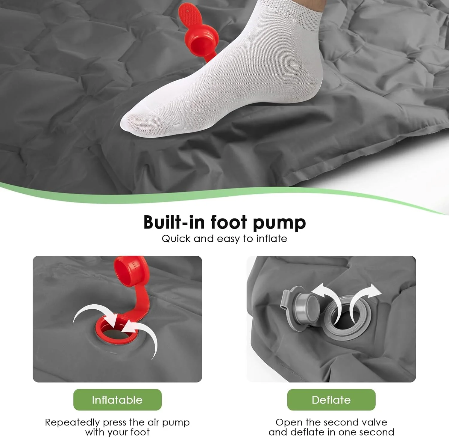 NALACAL Sleeping Pad for Camping, Ultralight Inflatable Camping Mat with Pillow, Built-in Foot Pump, Portable Durable & Waterproof Compact Sleeping Pads for Camping, Backpacking, Hiking Tent NALACAL Sleeping Pad for Camping, Ultralight Inflatable Camping Mat with Pillow, Built-in Foot Pump, Portable Durable & Waterproof Compact Sleeping Pads for Camping, Backpacking, Hiking Tent