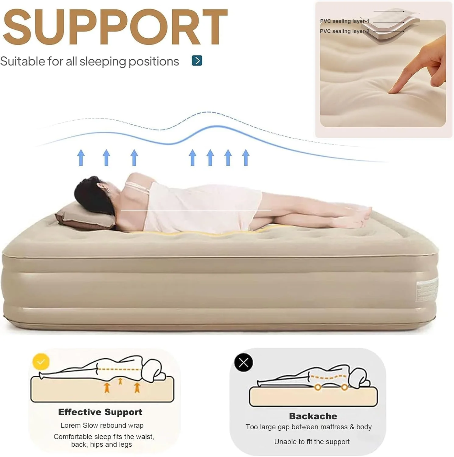 Air Bed Mattress with Built-in Electric Pump double size, Inflatable Air Mattress Sleeping Pad, Portable Roll Up type bed, Outdoor Mat for Tent Camping Car Truck (Double/3layers) Air Bed Mattress with Built-in Electric Pump double size, Inflatable Air Mattress Sleeping Pad, Portable Roll Up type bed, Outdoor Mat for Tent Camping Car Truck (Double/3layers)