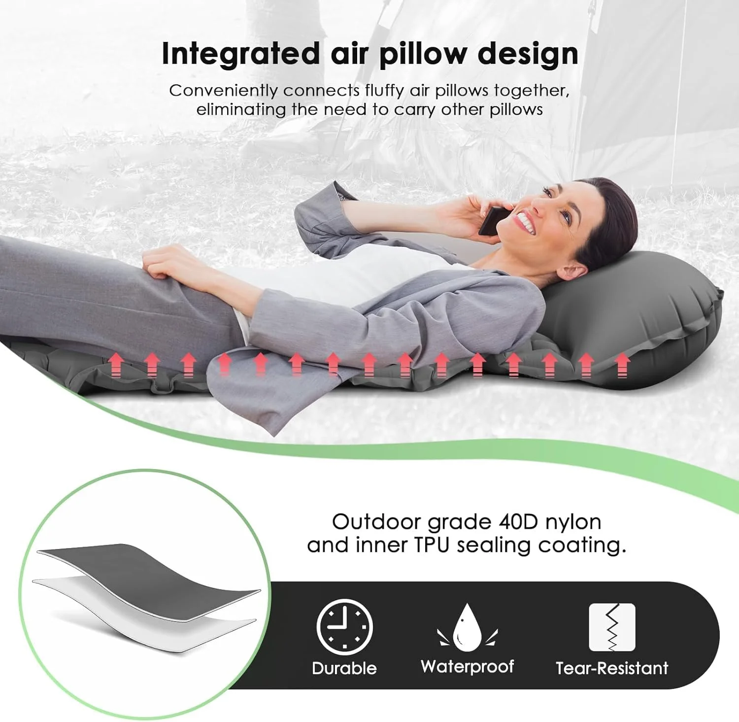 NALACAL Sleeping Pad for Camping, Ultralight Inflatable Camping Mat with Pillow, Built-in Foot Pump, Portable Durable & Waterproof Compact Sleeping Pads for Camping, Backpacking, Hiking Tent NALACAL Sleeping Pad for Camping, Ultralight Inflatable Camping Mat with Pillow, Built-in Foot Pump, Portable Durable & Waterproof Compact Sleeping Pads for Camping, Backpacking, Hiking Tent