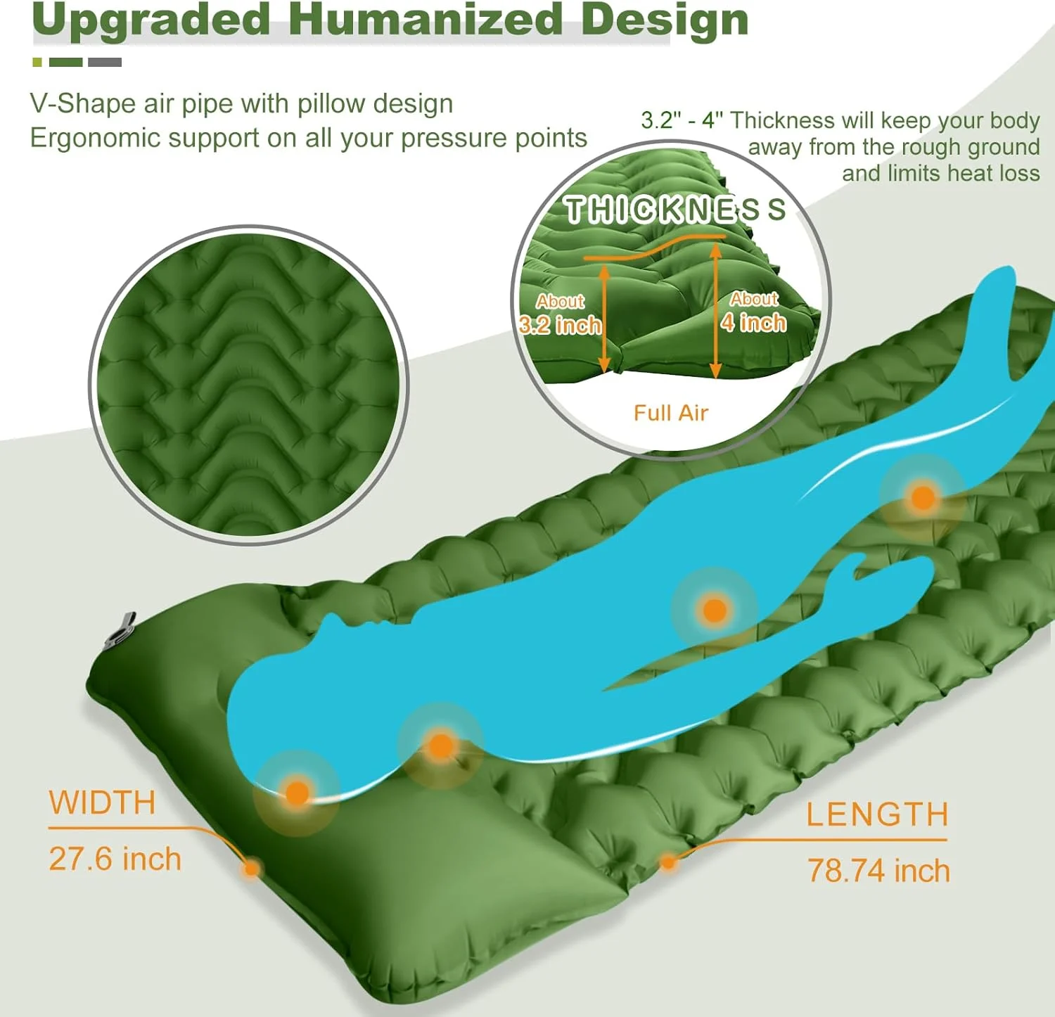 MEETPEAK Camping Sleeping Pad with Pillow, Upgraded 4 Inch Thickness Inflatable Foot Press Camping Mat, Durable Waterproof Lightweight Sleeping Air Mattress for Hiking Backpacking Traveling MEETPEAK Camping Sleeping Pad with Pillow, Upgraded 4 Inch Thickness Inflatable Foot Press Camping Mat, Durable Waterproof Lightweight Sleeping Air Mattress for Hiking Backpacking Traveling