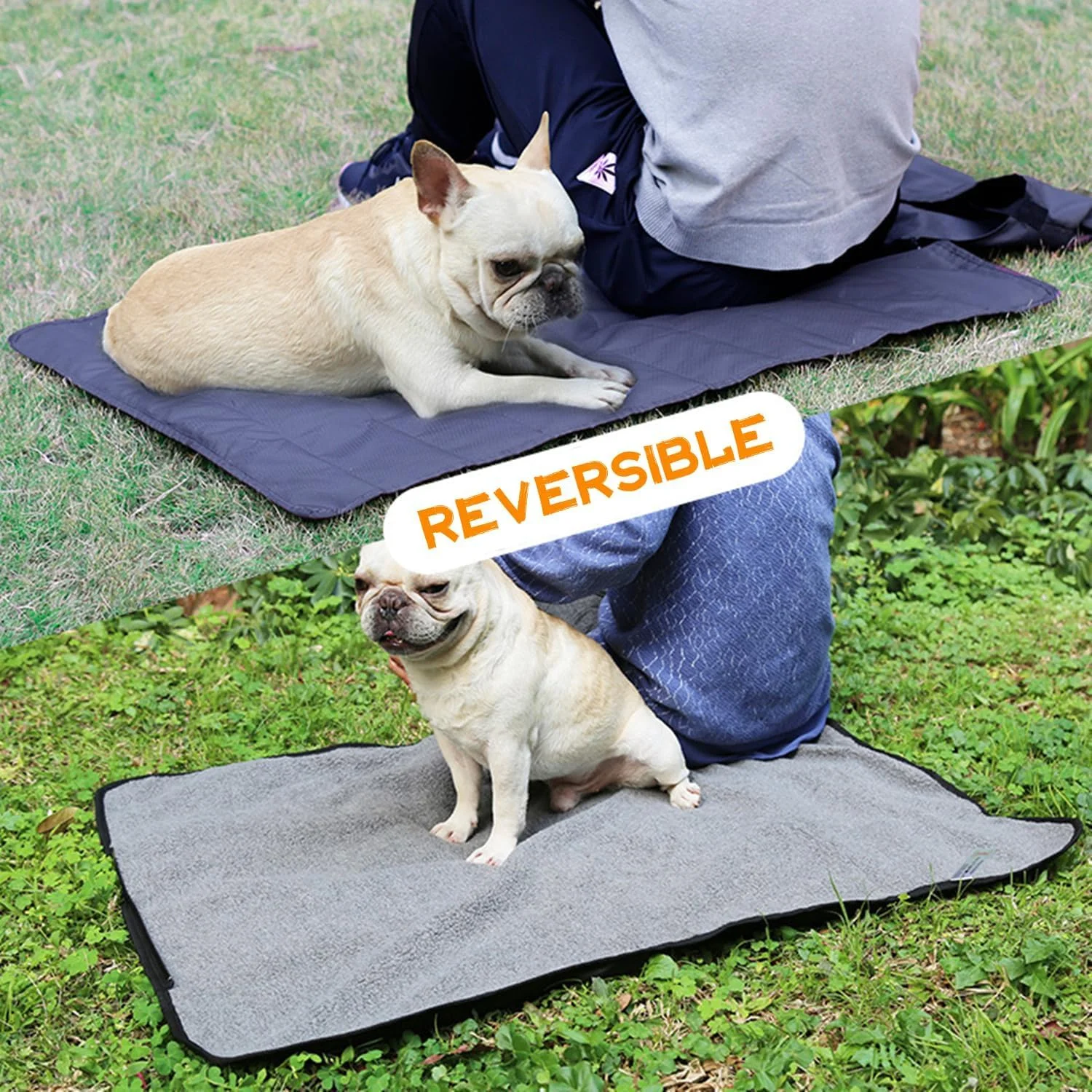 BIGTHREE Foldable Plush Pet Blanket, Waterproof Oxford Fabric Blanket, Waterproof Dog Mat, for Dog Puppy Cat Pet Mat with Storage Bag for Indoor and Outdoor Camping Covered