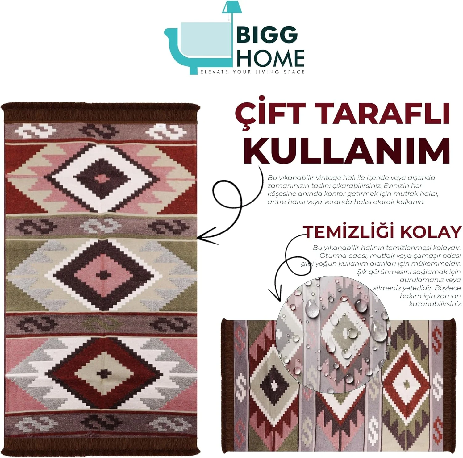 فرش دو طرفه BiggHome - فرش ضد آب طرح وینتیج مناسب پاسیو، ابعاد 80x150 سانتی متر - فرش تاشو و قابل شستشو برای بالکن، کمپینگ، دفتر کار یا حیاط خلوت - فرش شیک داخلی/خارجی فرش دو طرفه BiggHome - فرش ضد آب طرح وینتیج مناسب پاسیو، ابعاد 80x150 سانتی متر - فرش تاشو و قابل شستشو برای بالکن، کمپینگ، دفتر کار یا حیاط خلوت - فرش شیک داخلی/خارجی